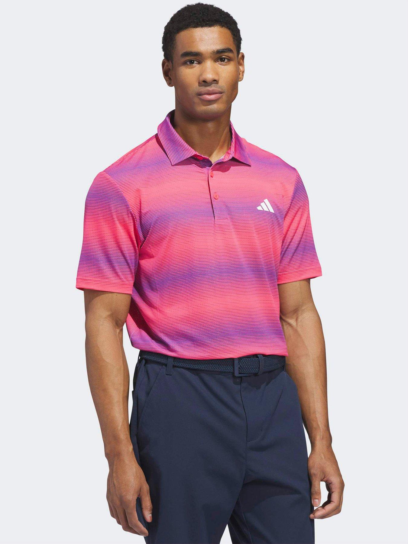 adidas Mens Golf Ultimate 365 Mesh Polo - Pink/blue