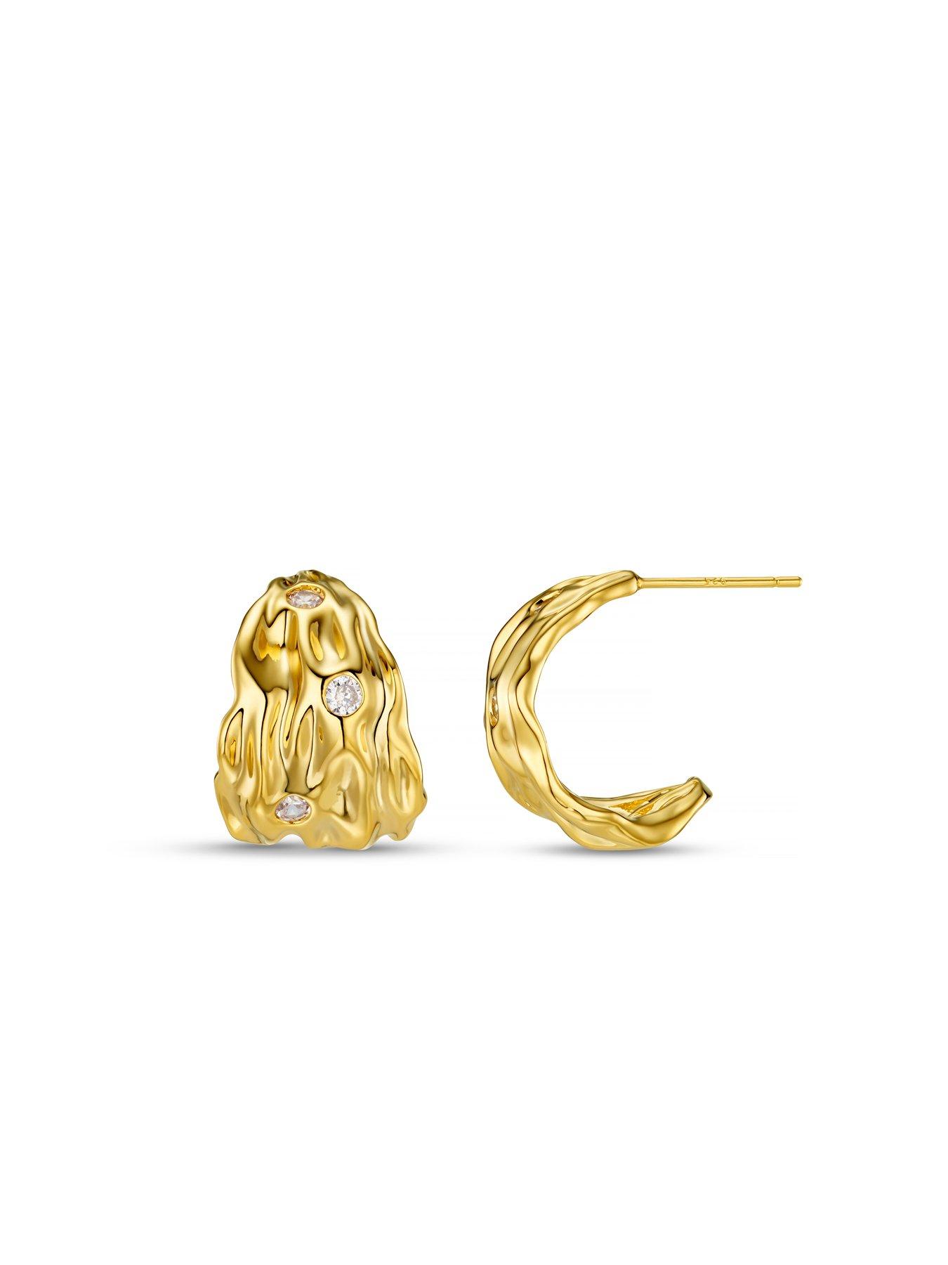 Image 2 of 3 of Orelia Molten Tapered Crystal Earrings