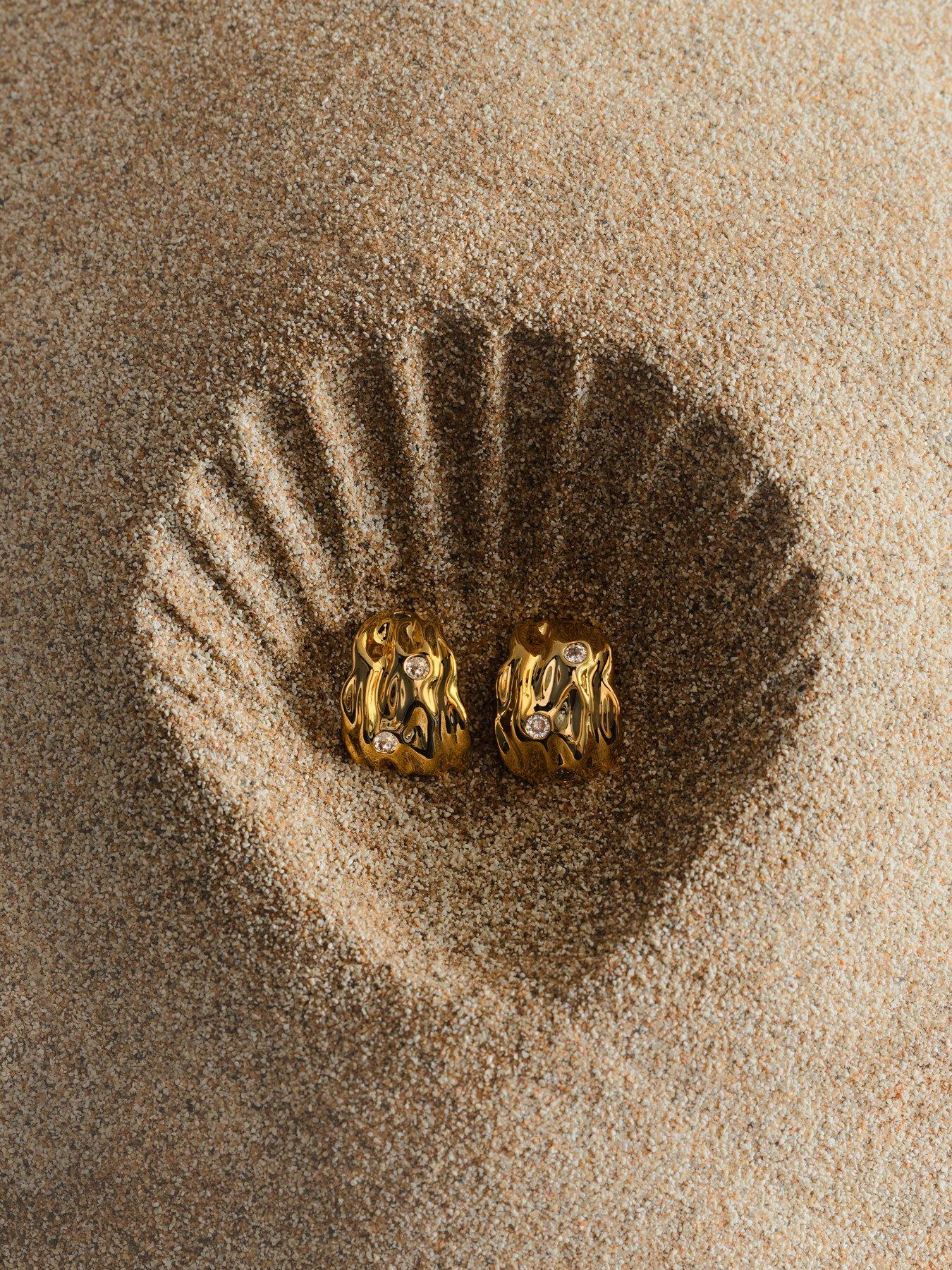 Image 3 of 3 of Orelia Molten Tapered Crystal Earrings
