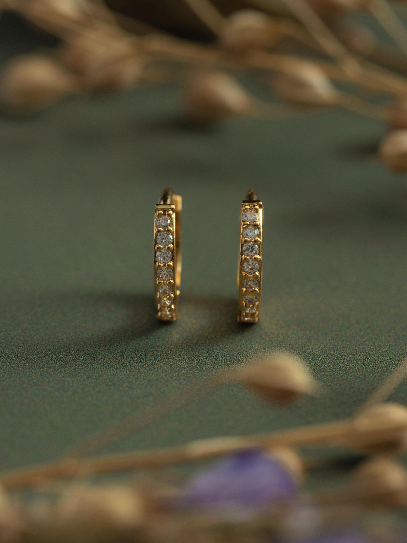 Image 4 of 4 of Orelia Pave Cross & Green Stud Earring Pack