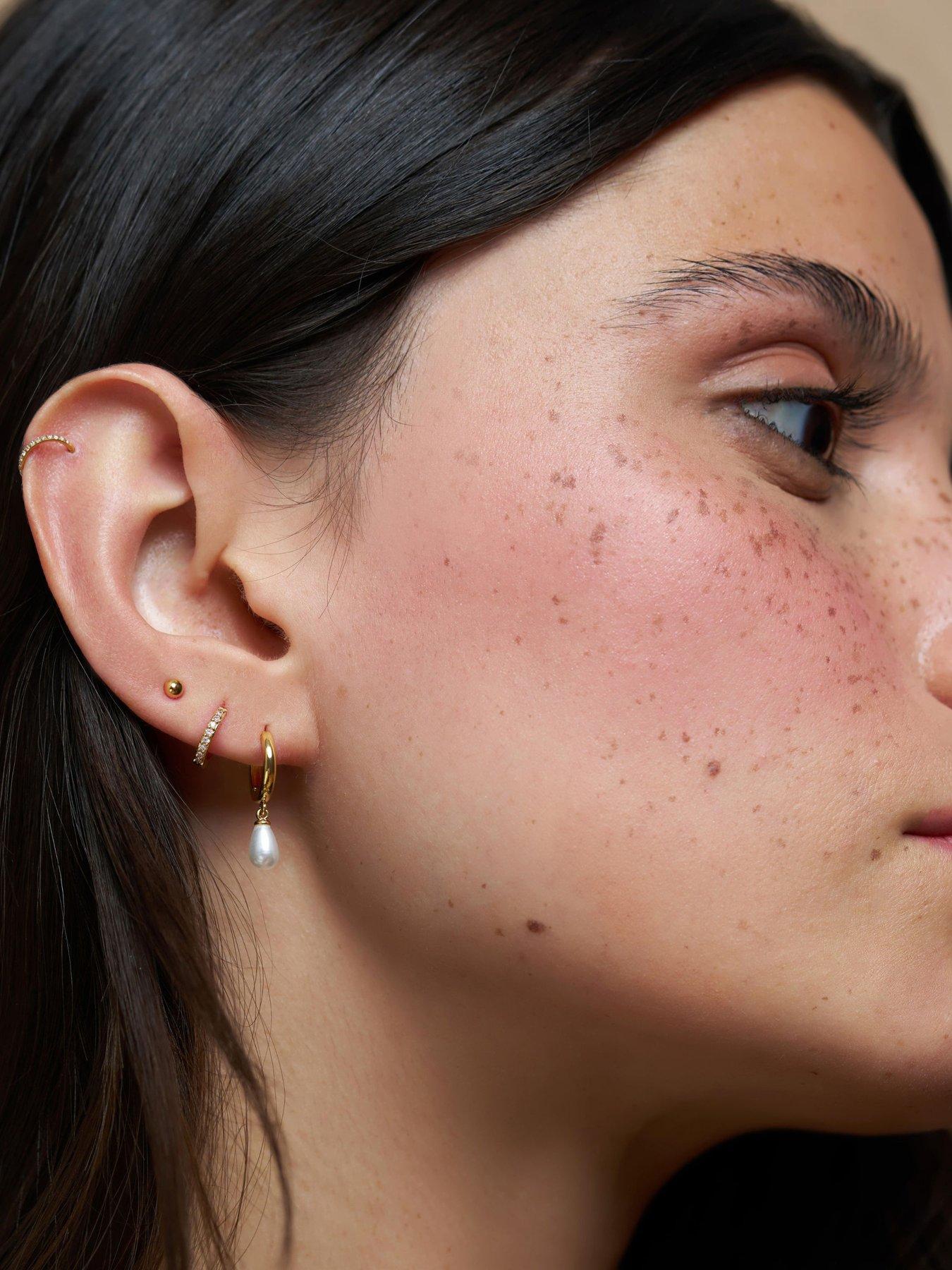 Image 2 of 2 of Orelia Pearl & Pave Micro Earring Pack