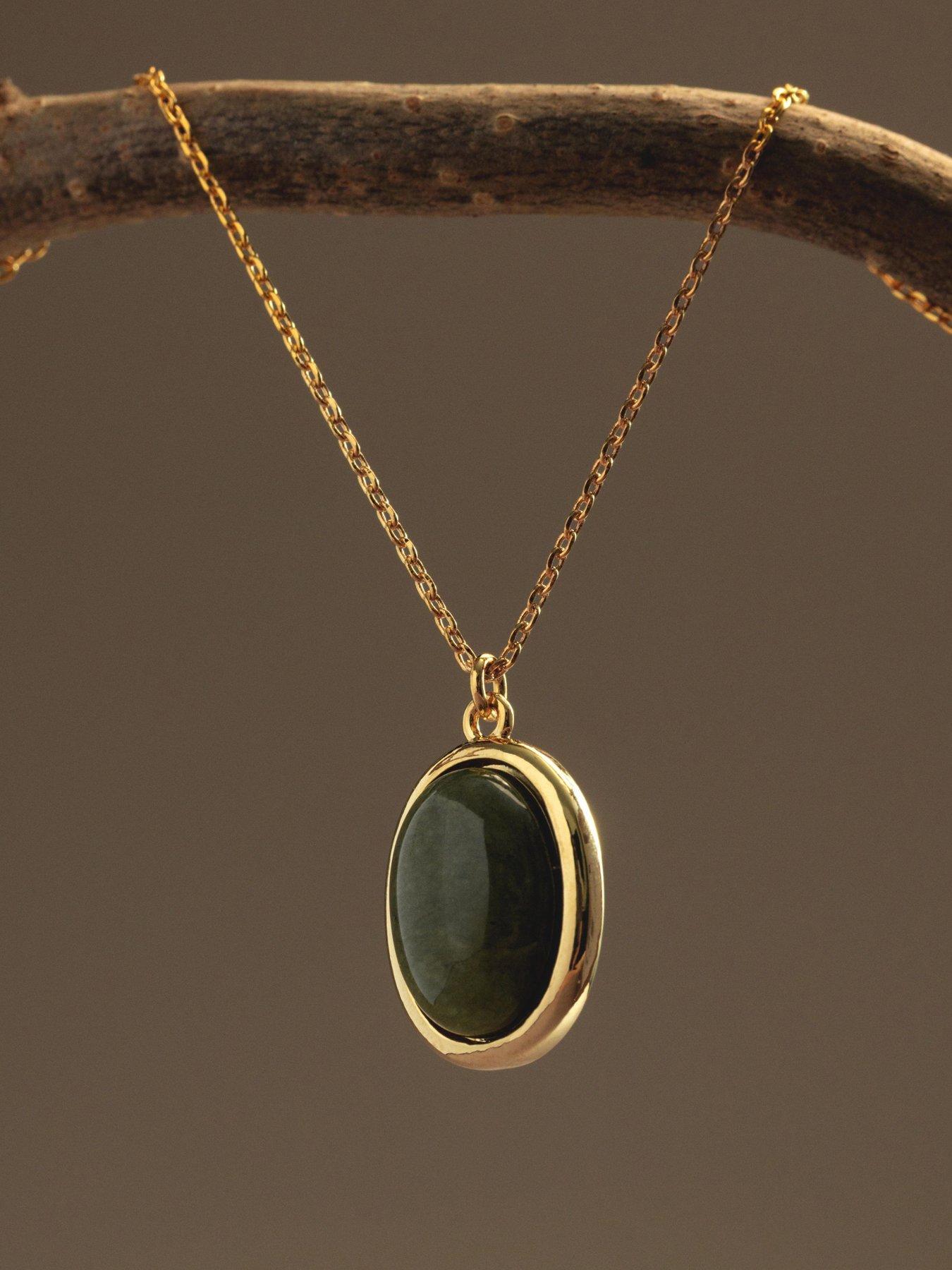 Image 3 of 3 of Orelia SP Green Jade Charm Necklace