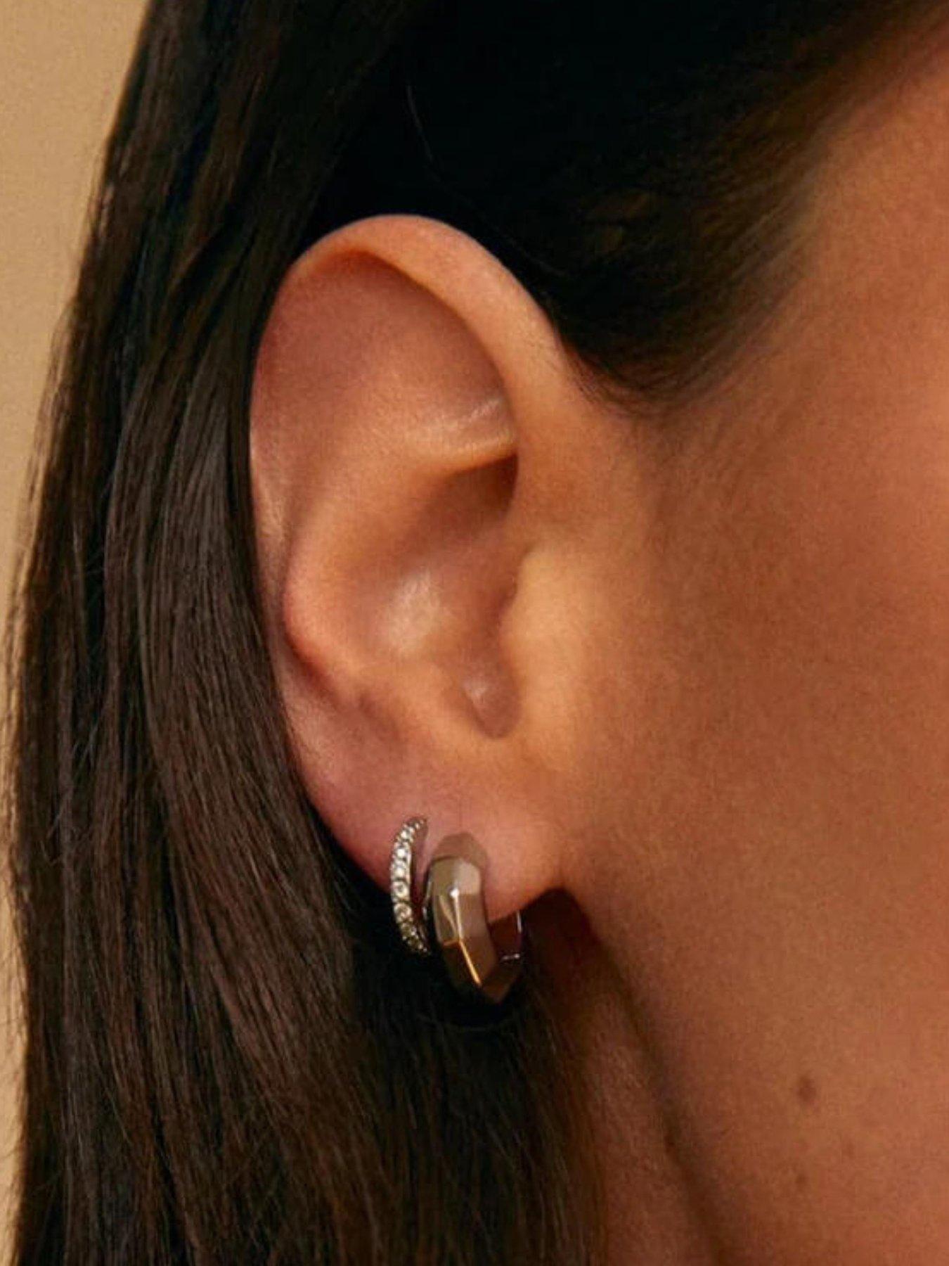 Image 2 of 3 of Orelia Luxe Waterproof Pave Huggie Hoop