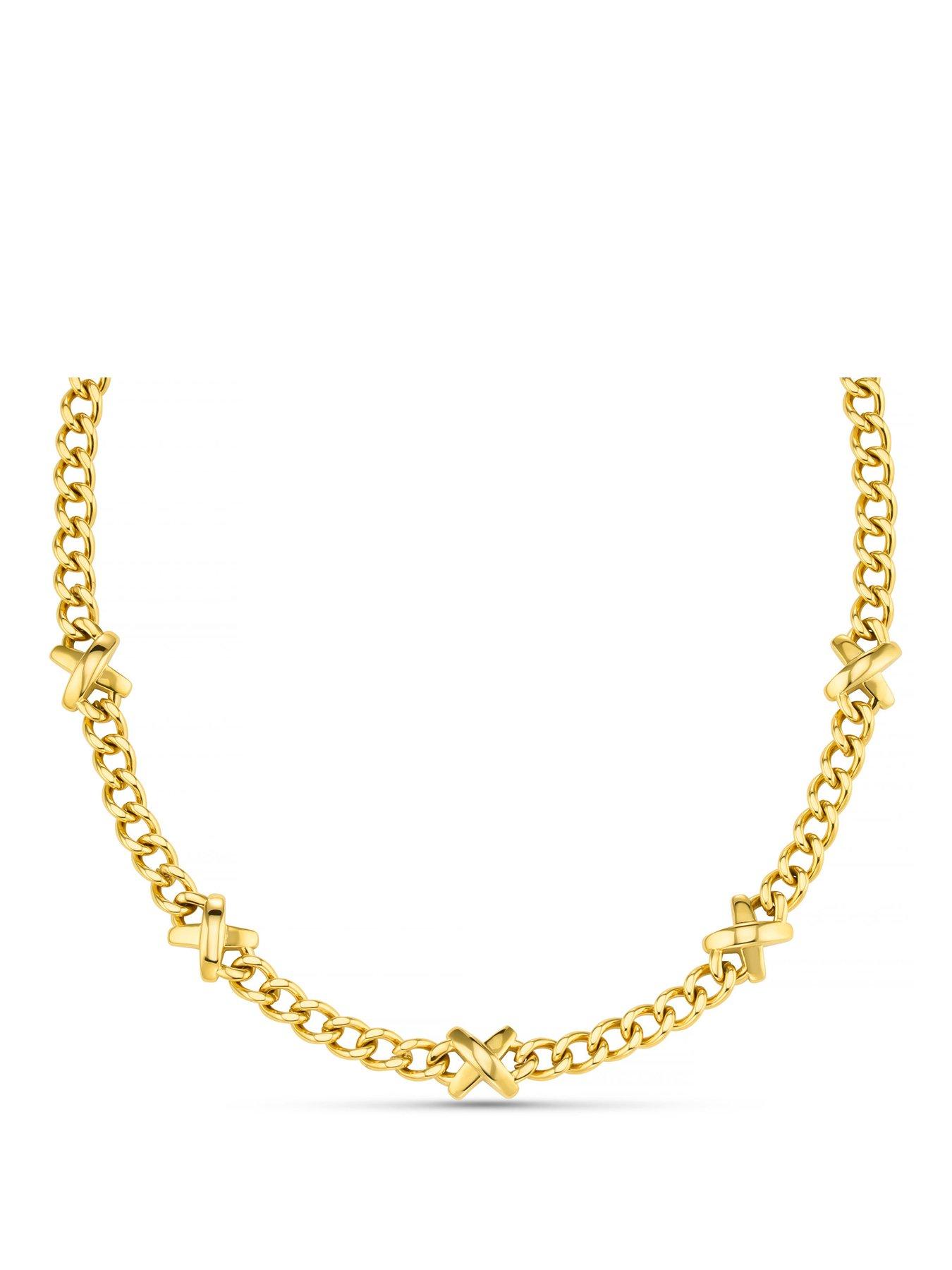 Orelia Luxe Waterproof Chunky Stationed Cross Necklace