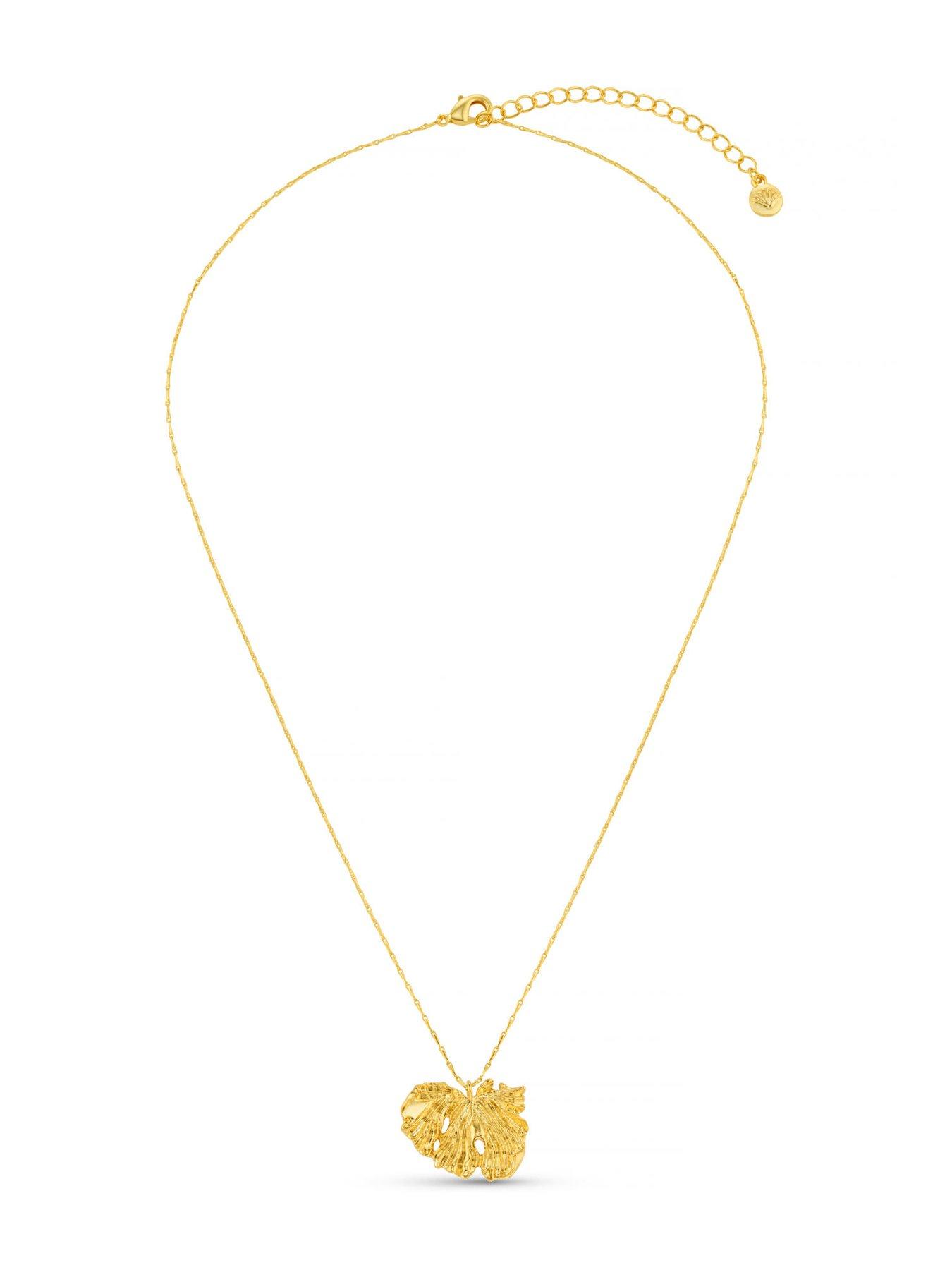 Image 2 of 5 of Orelia Molten Leaf Charm Necklace
