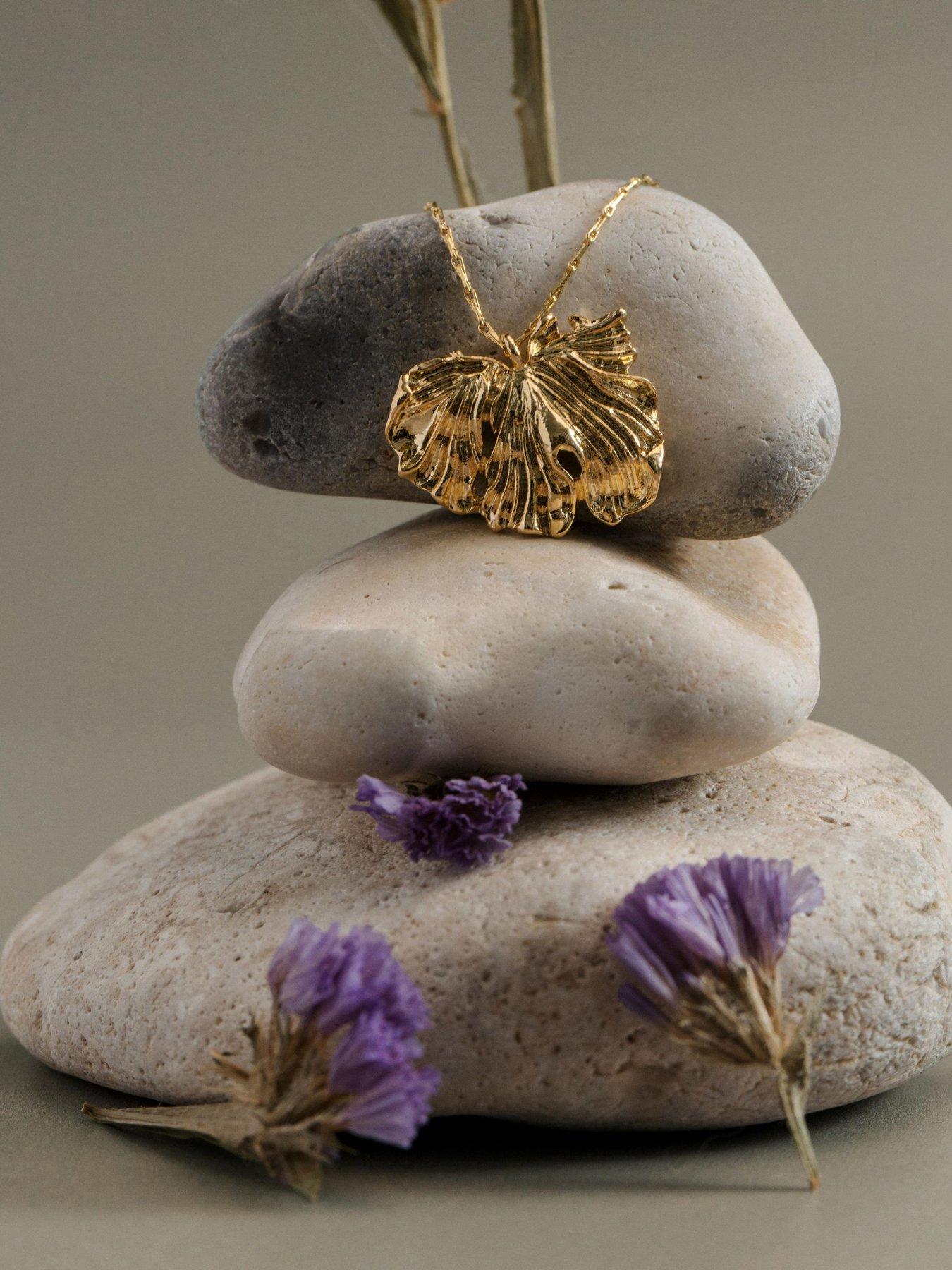 Image 4 of 5 of Orelia Molten Leaf Charm Necklace