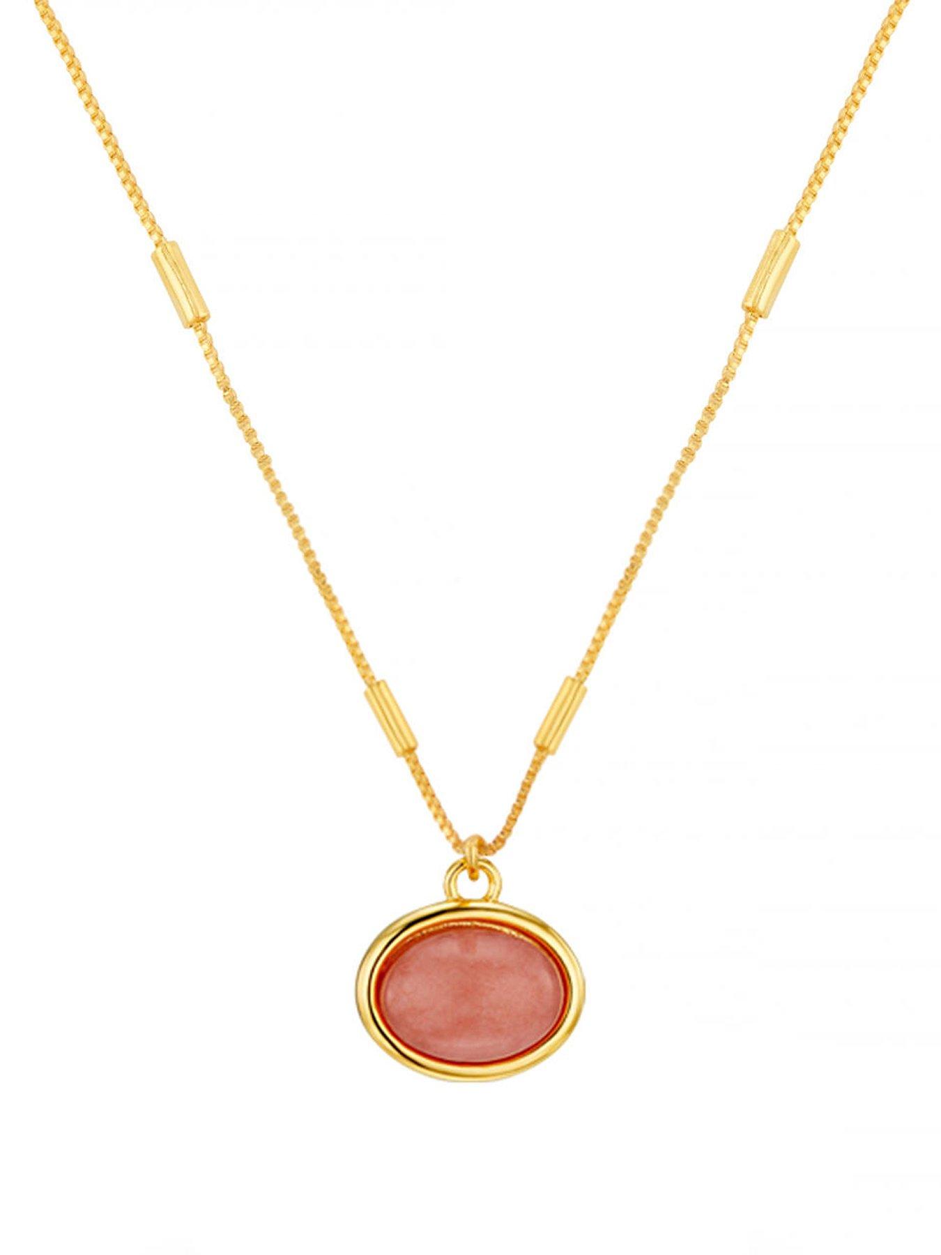 Image 1 of 4 of Orelia SP Pink Jade Charm Necklace
