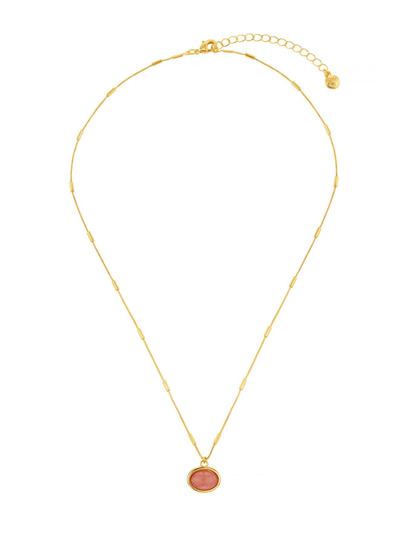 Image 2 of 4 of Orelia SP Pink Jade Charm Necklace