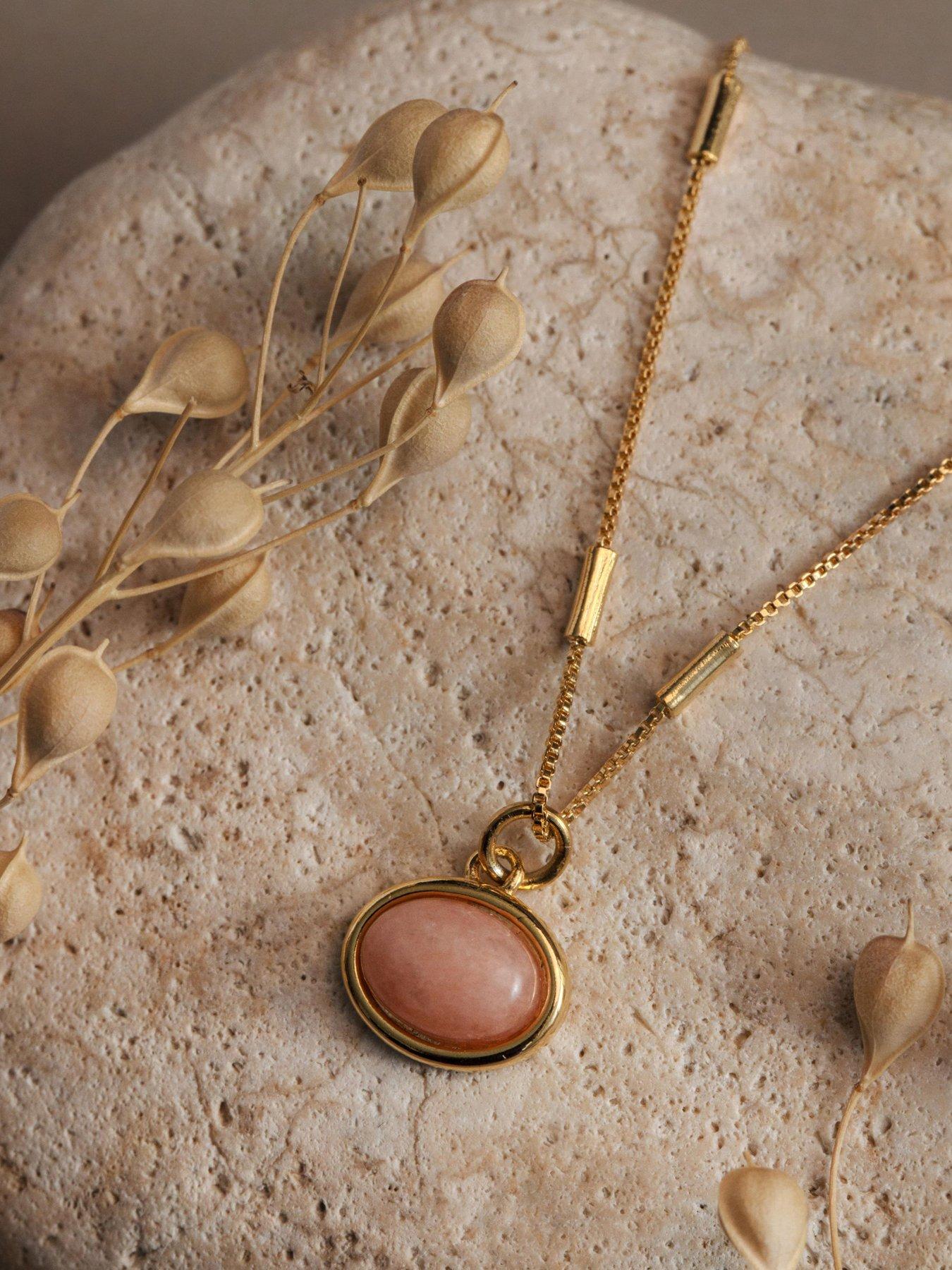 Image 3 of 4 of Orelia SP Pink Jade Charm Necklace