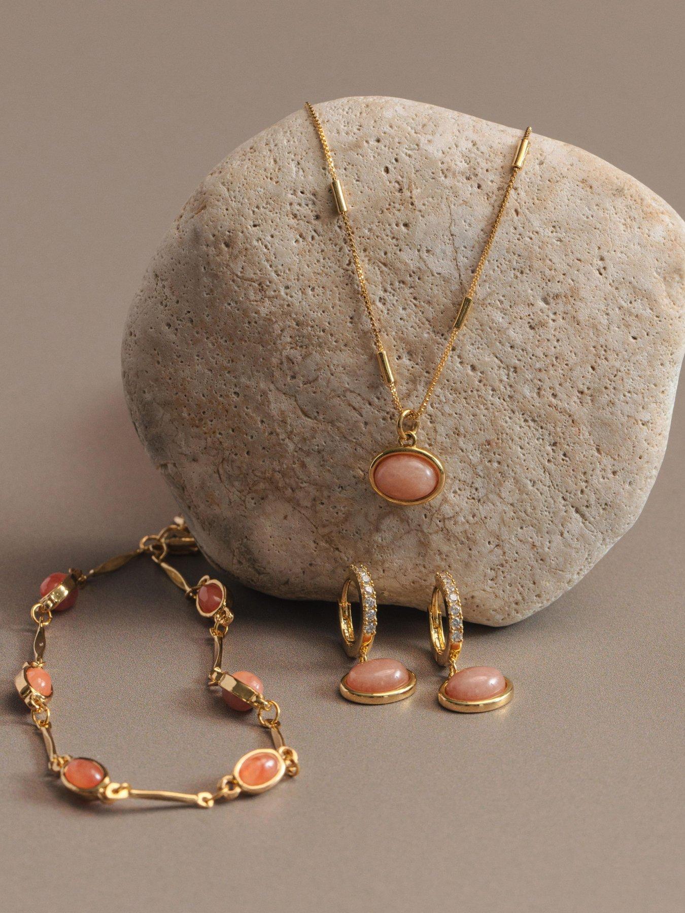Image 4 of 4 of Orelia SP Pink Jade Charm Necklace
