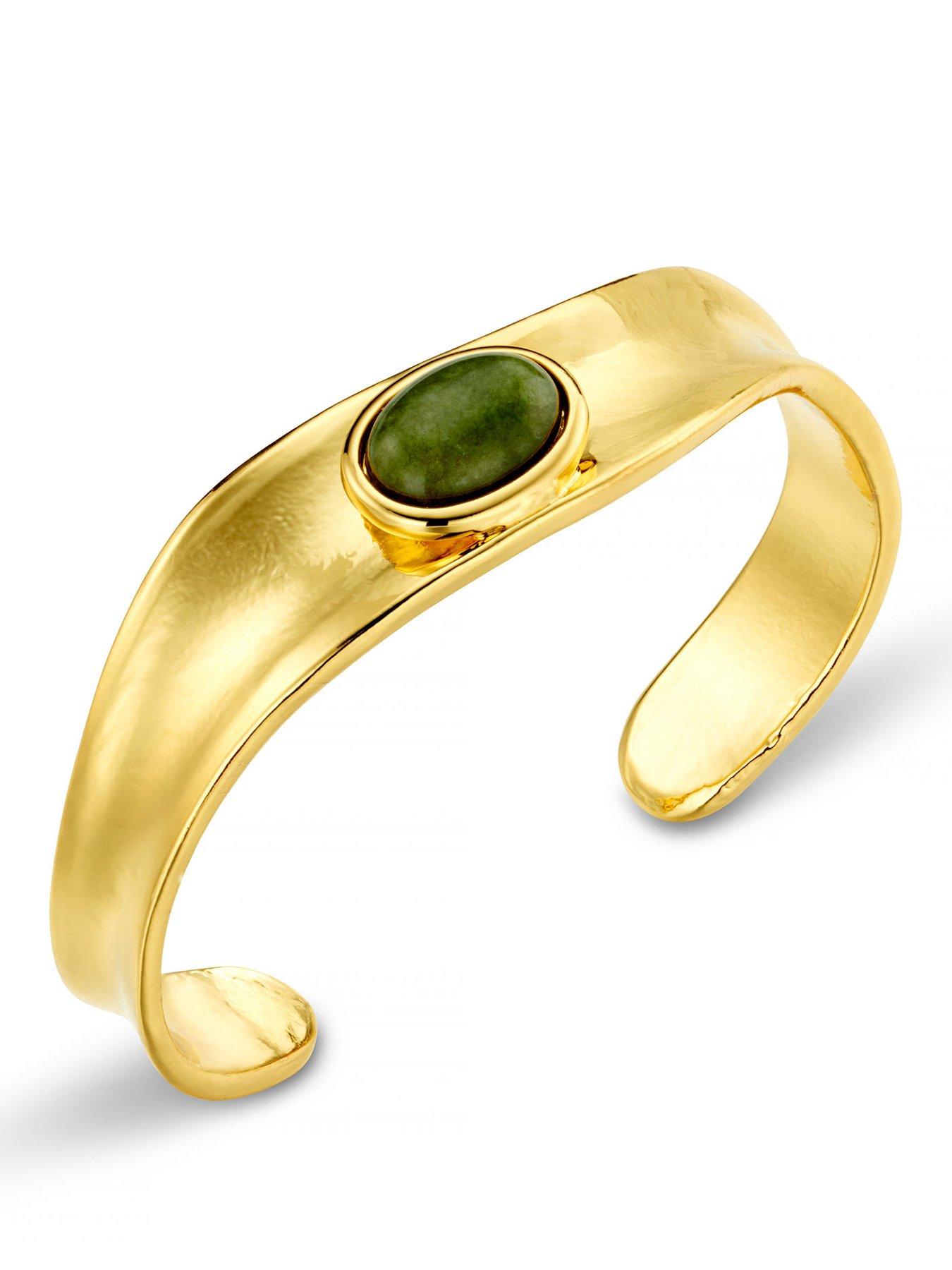 Image 1 of 3 of Orelia SP Green Jade Stone Cuff