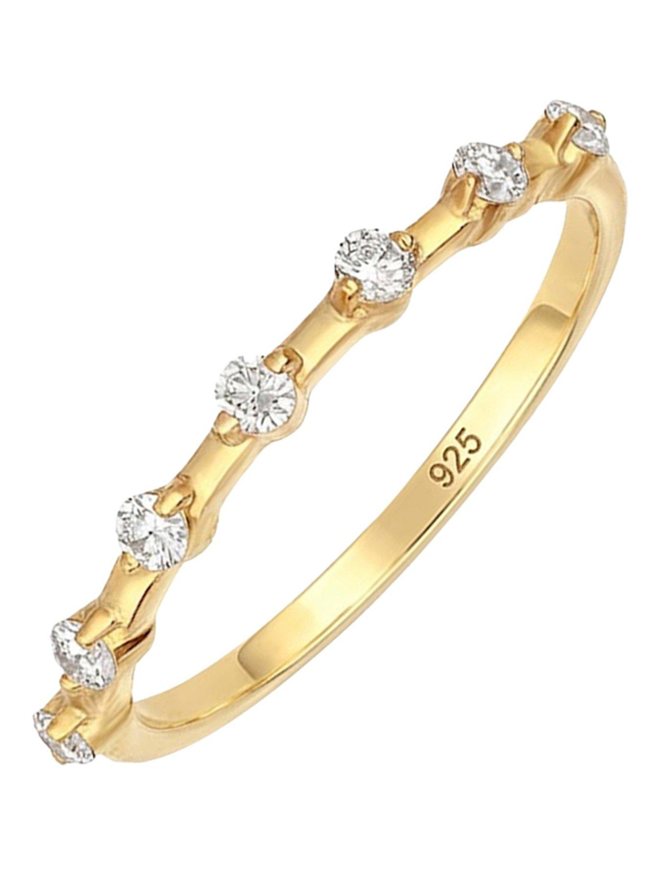Image 1 of 6 of The Love Collection Gold Plated Sterling Silver Lab Grown Diamond Set Ring