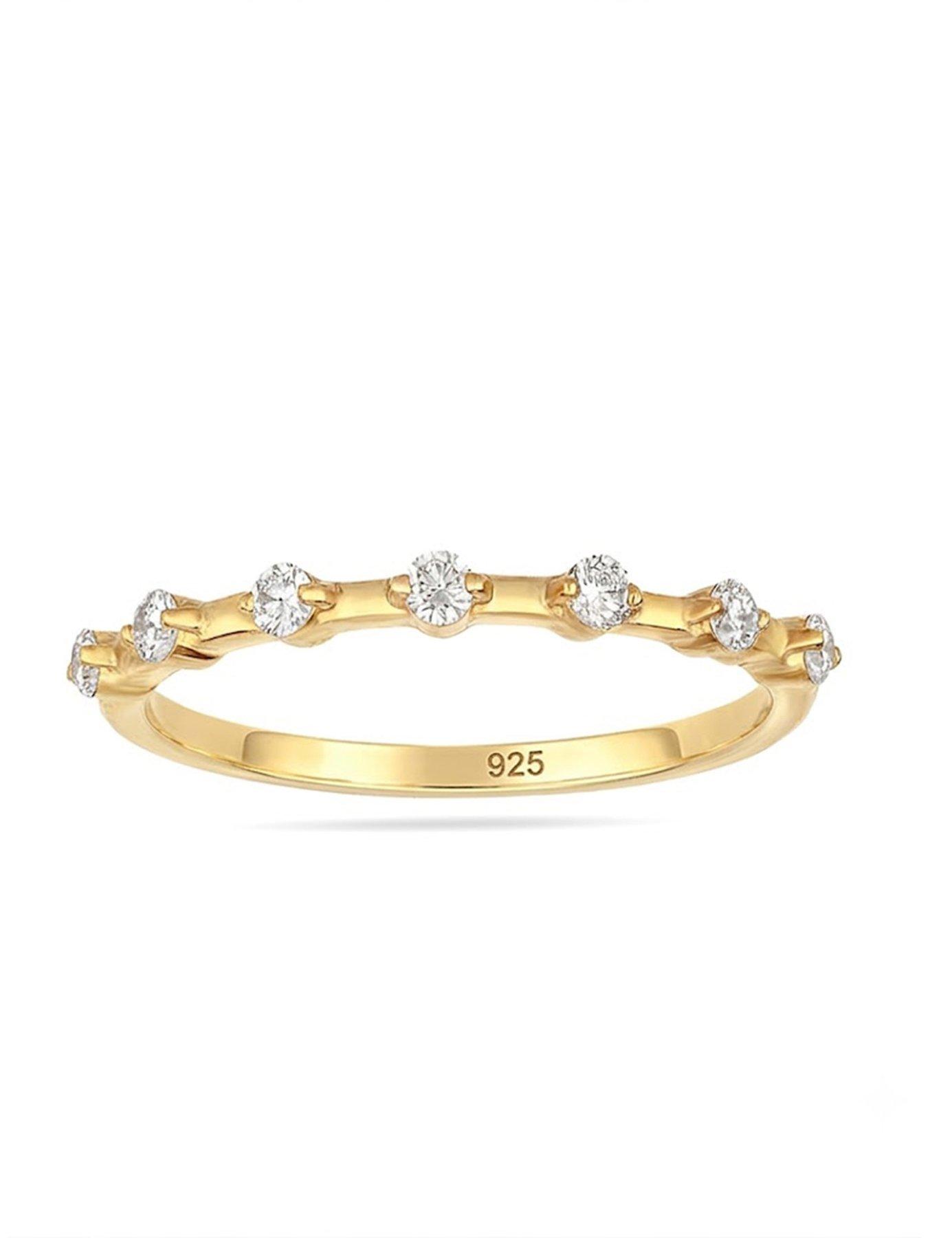 Image 4 of 6 of The Love Collection Gold Plated Sterling Silver Lab Grown Diamond Set Ring