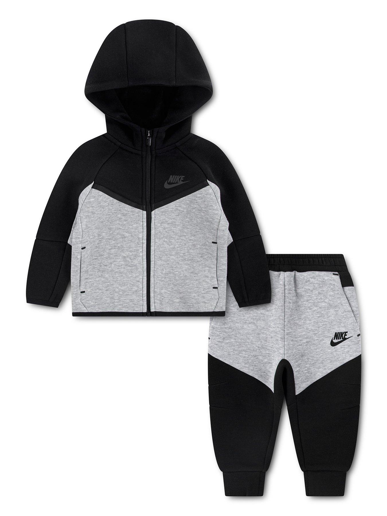 Image 1 of 4 of Nike Infant Tech Fleece Two-Piece Full-Zip Hoodie Tracksuit Set - Black
