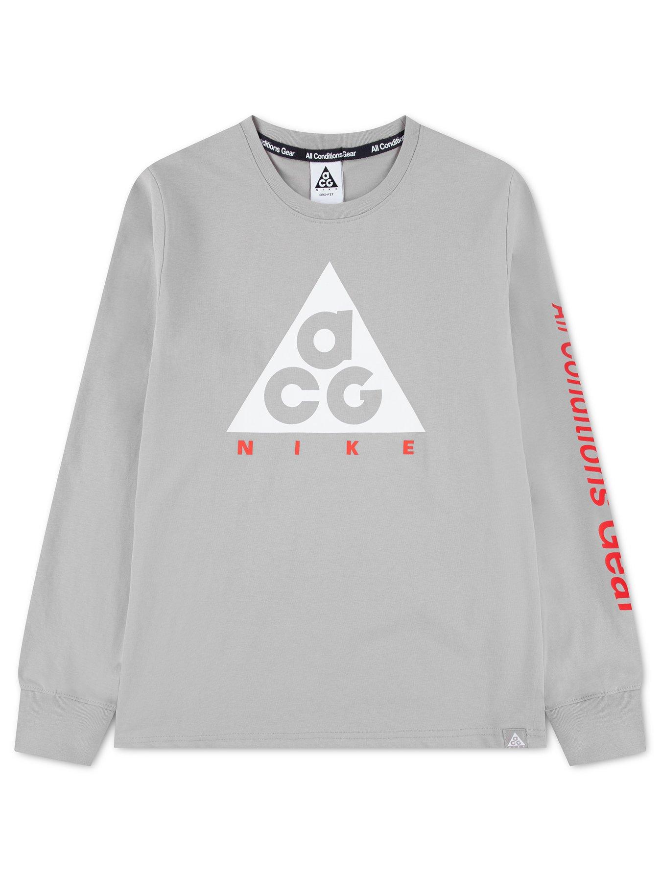 Image 1 of 5 of Nike Junior ACG Logo Long Sleeve T-Shirt - Grey