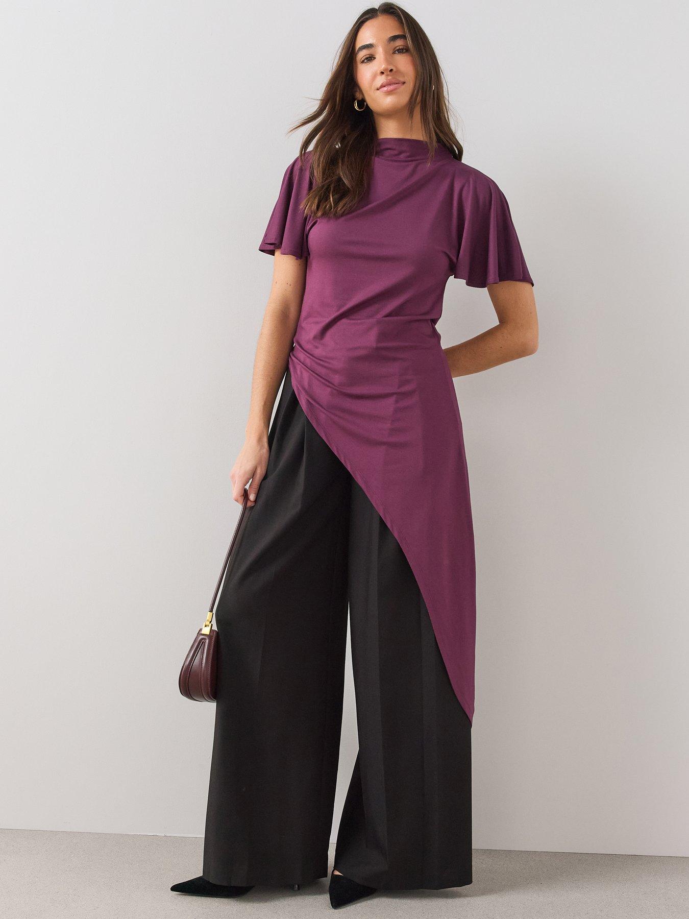 The Very Collection Asymetric High Neck Longline Top