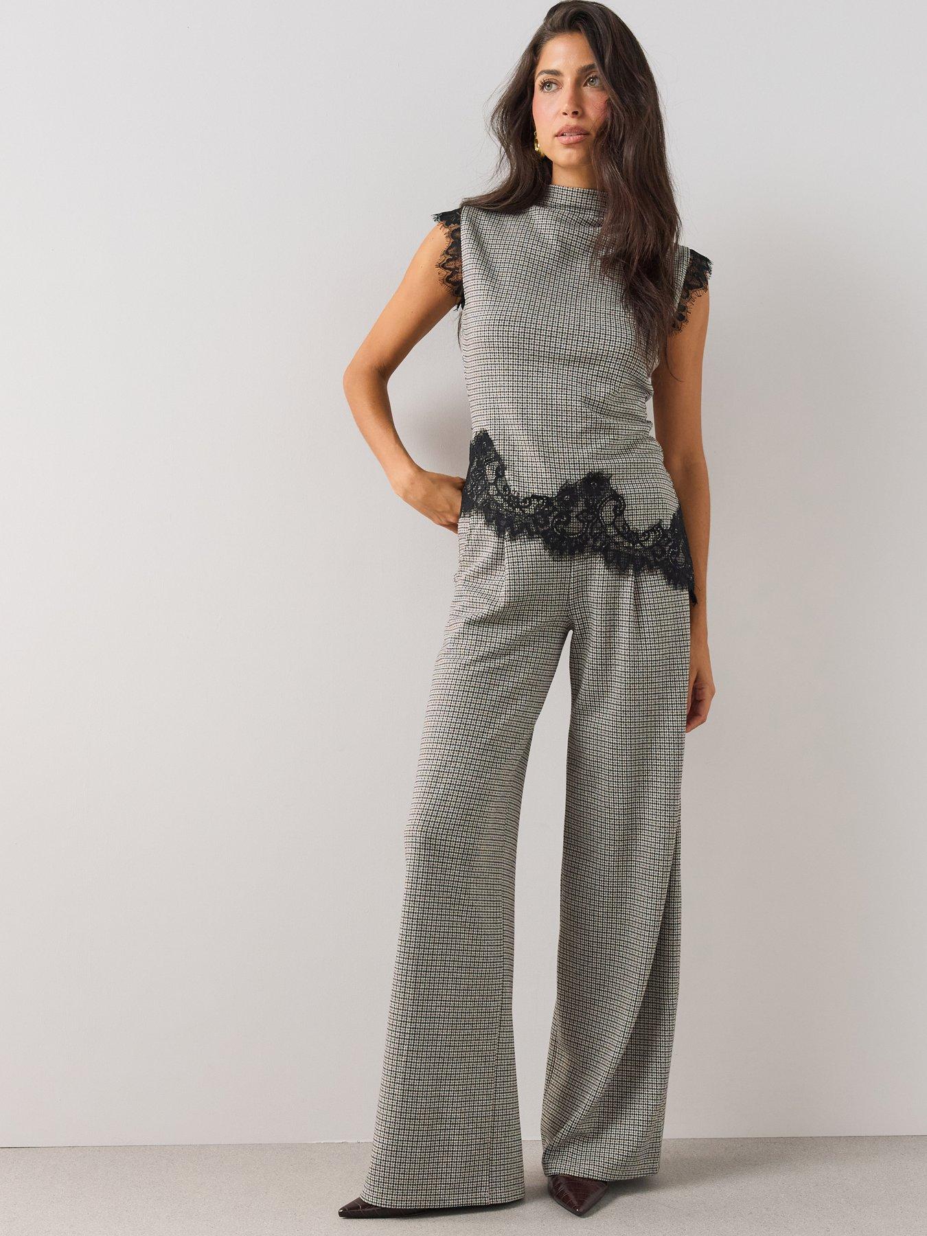The Very Collection Wide Leg Check Trousers