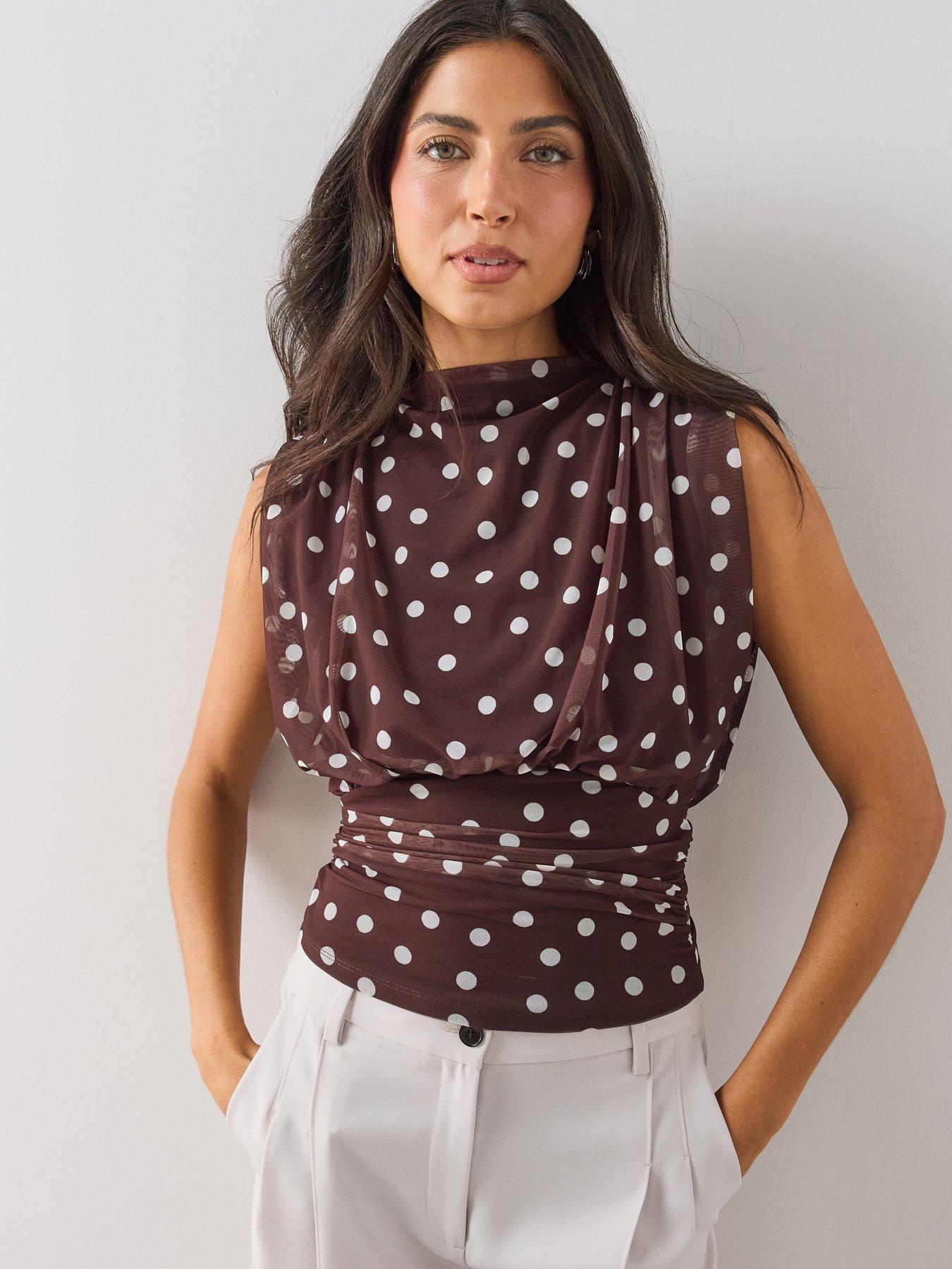 The Very Collection Ruched Waist Mesh Top - Spot