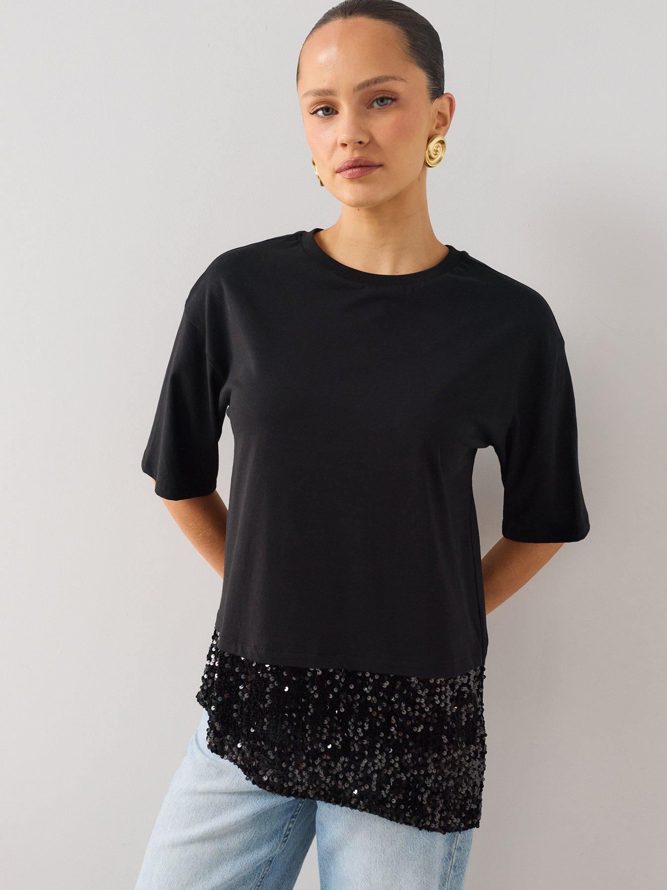 The Very Collection Sequin Hem T Shirt