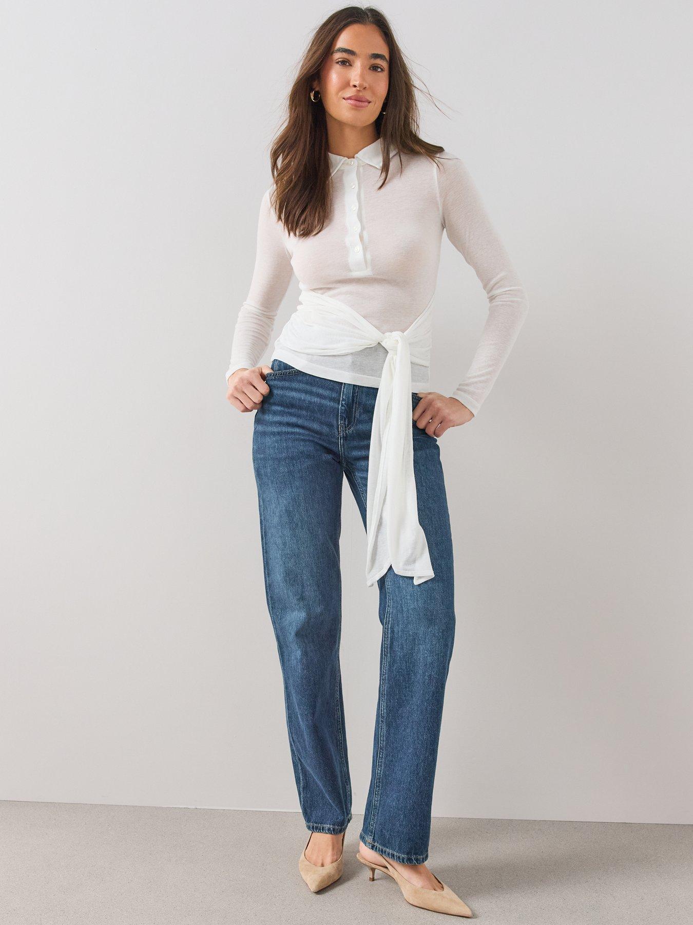 Image 3 of 6 of The Very Collection Button Up Sheer Wrap Top - Ecru