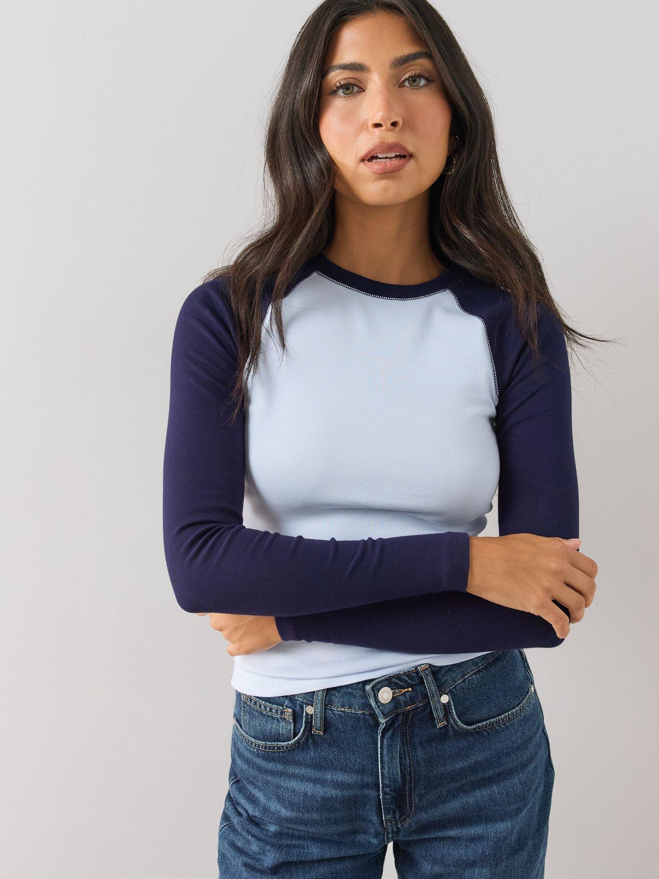 Image 6 of 6 of The Very Collection Raglan Long Sleeve Top - Blue