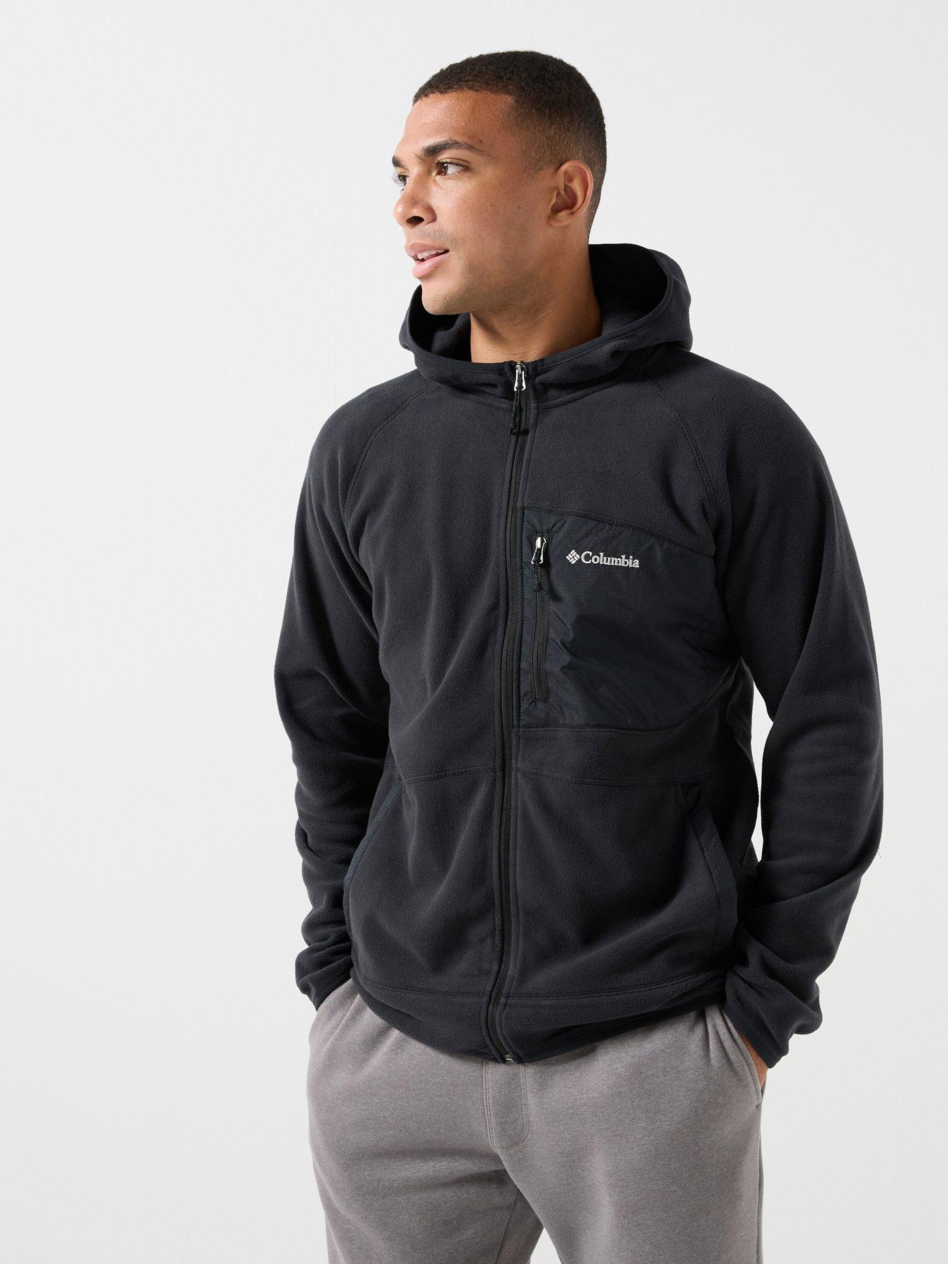 Image 1 of 6 of Columbia Mens Fast Trek Overlay Hooded Full Zip Fleece-black
