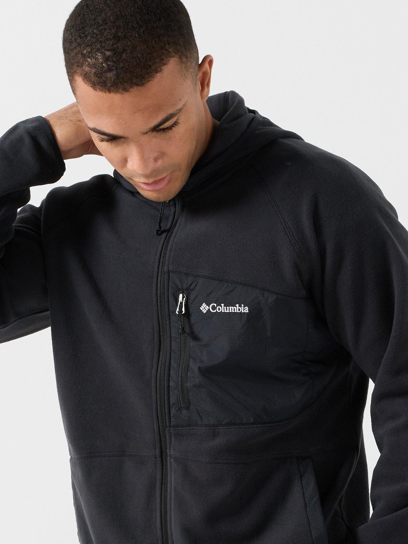 Image 4 of 6 of Columbia Mens Fast Trek Overlay Hooded Full Zip Fleece-black