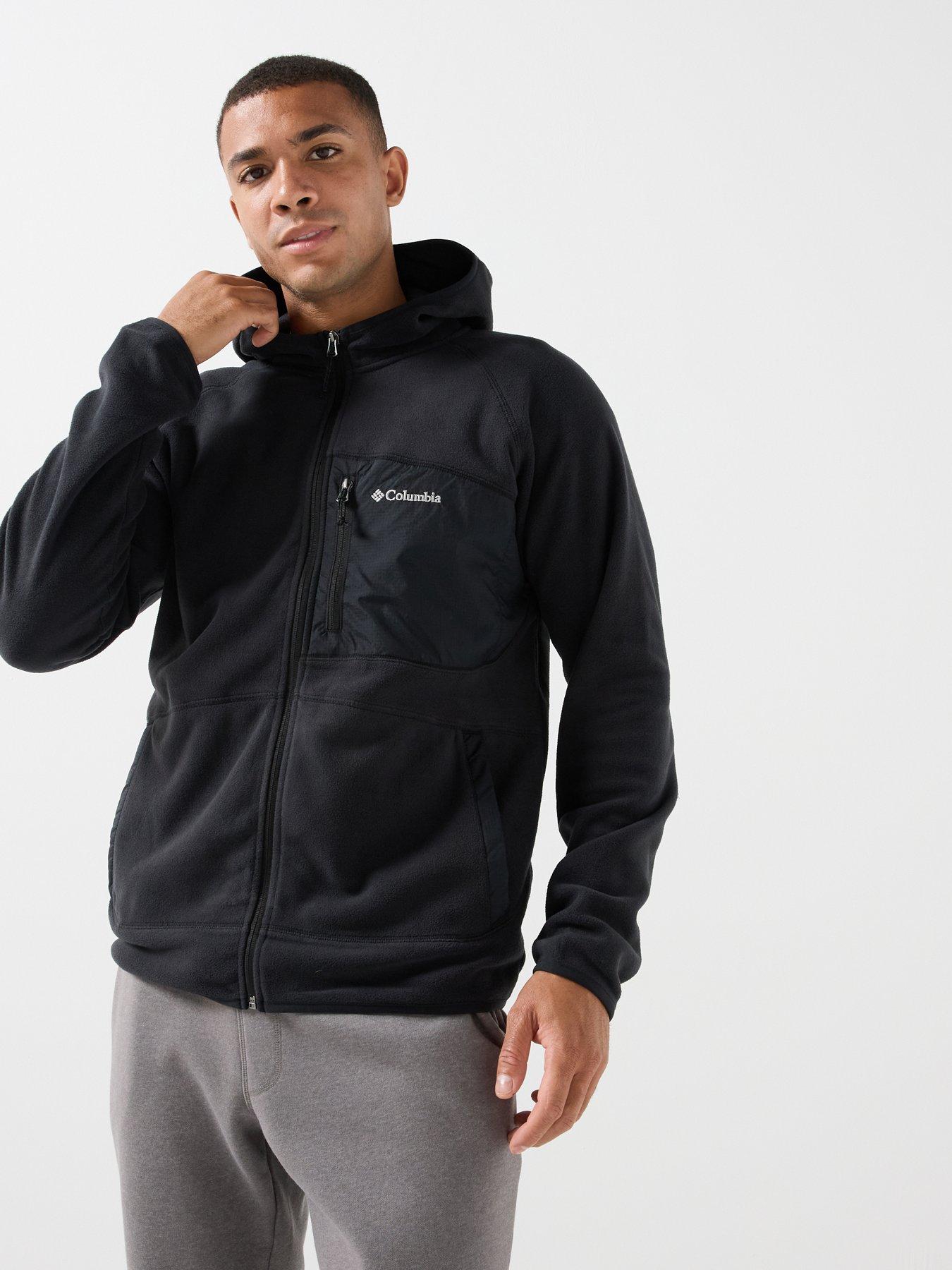 Image 5 of 6 of Columbia Mens Fast Trek Overlay Hooded Full Zip Fleece-black