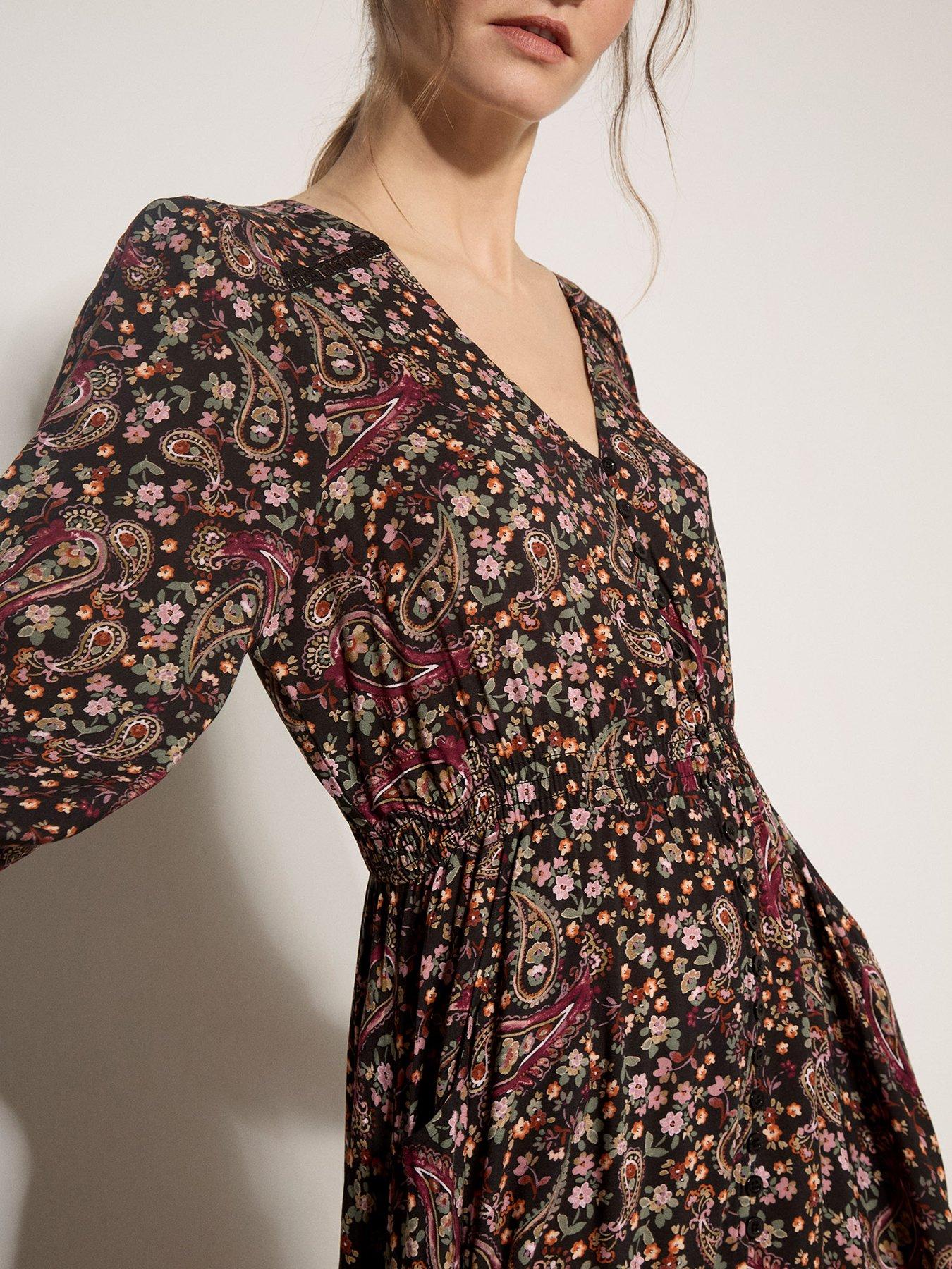 Image 4 of 4 of Apricot Painterly Paisley Maxi Dress - Black