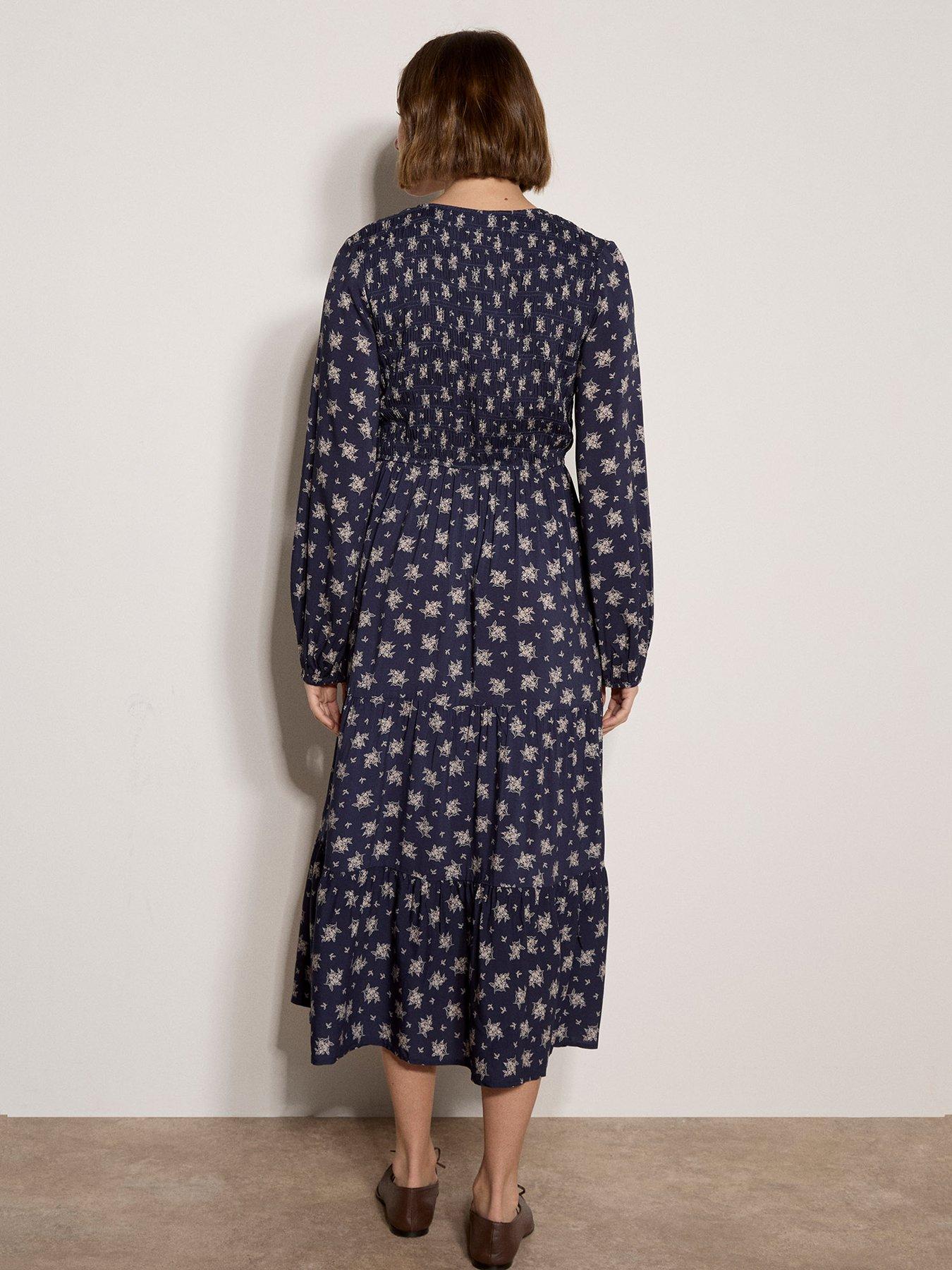 Image 2 of 4 of Apricot Mono Floral Bouquet Midaxi Dress - Navy