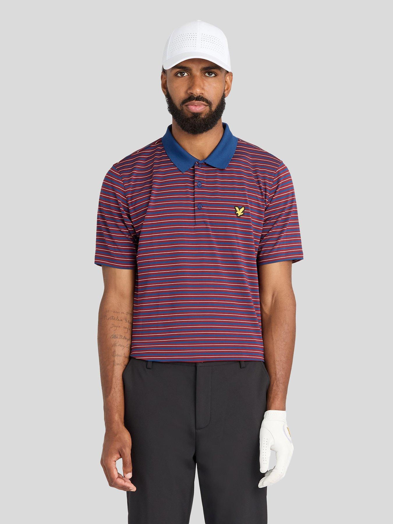 Image 1 of 4 of Lyle & Scott Golf Mens Striped Polo - Red
