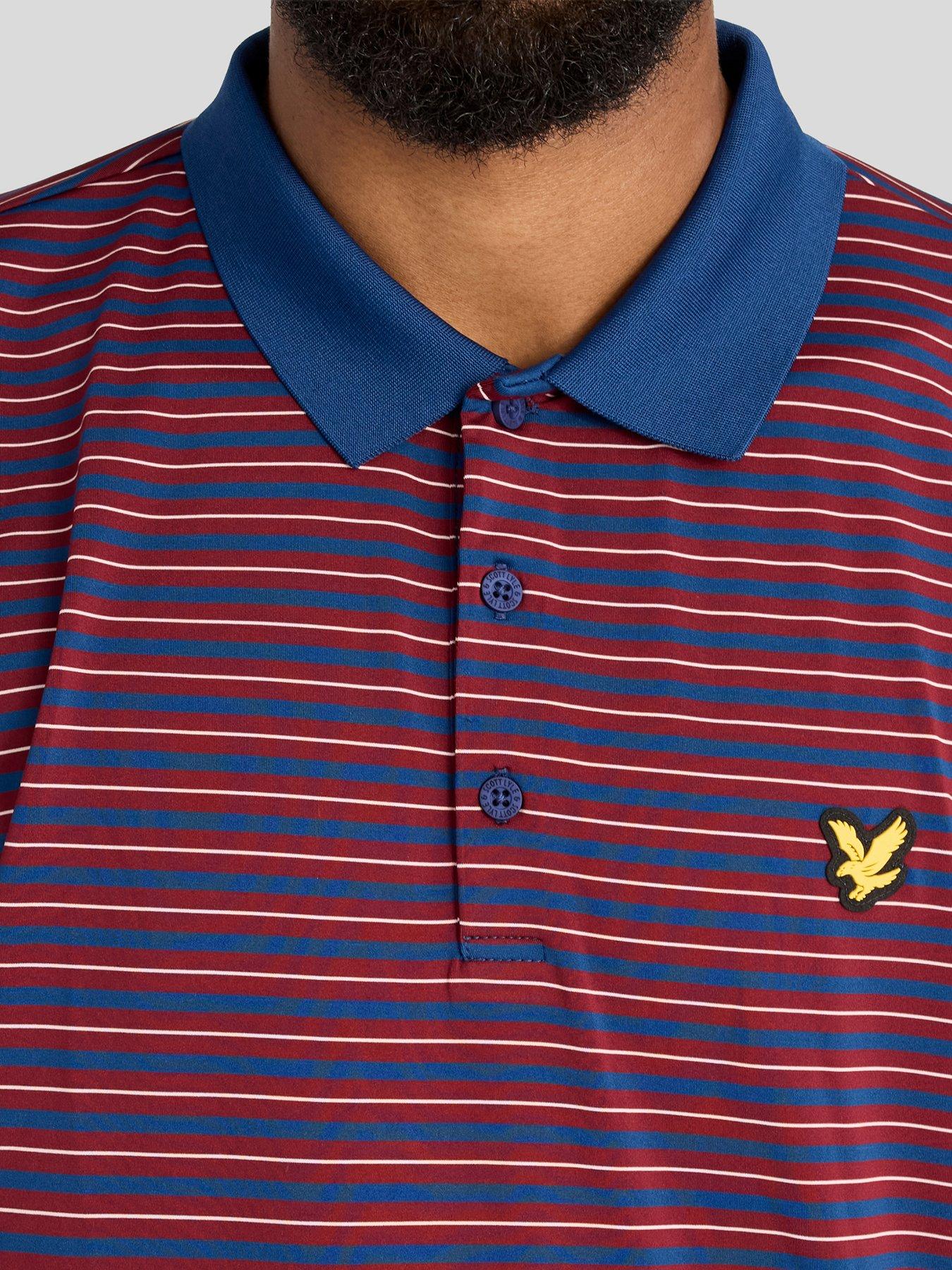 Image 4 of 4 of Lyle & Scott Golf Mens Striped Polo - Red