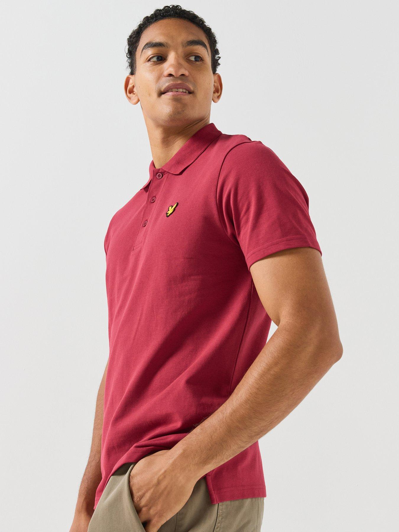 Image 1 of 5 of Lyle & Scott Golf Mens Short Sleeve Button Placket Collared Polo Shirt - Red