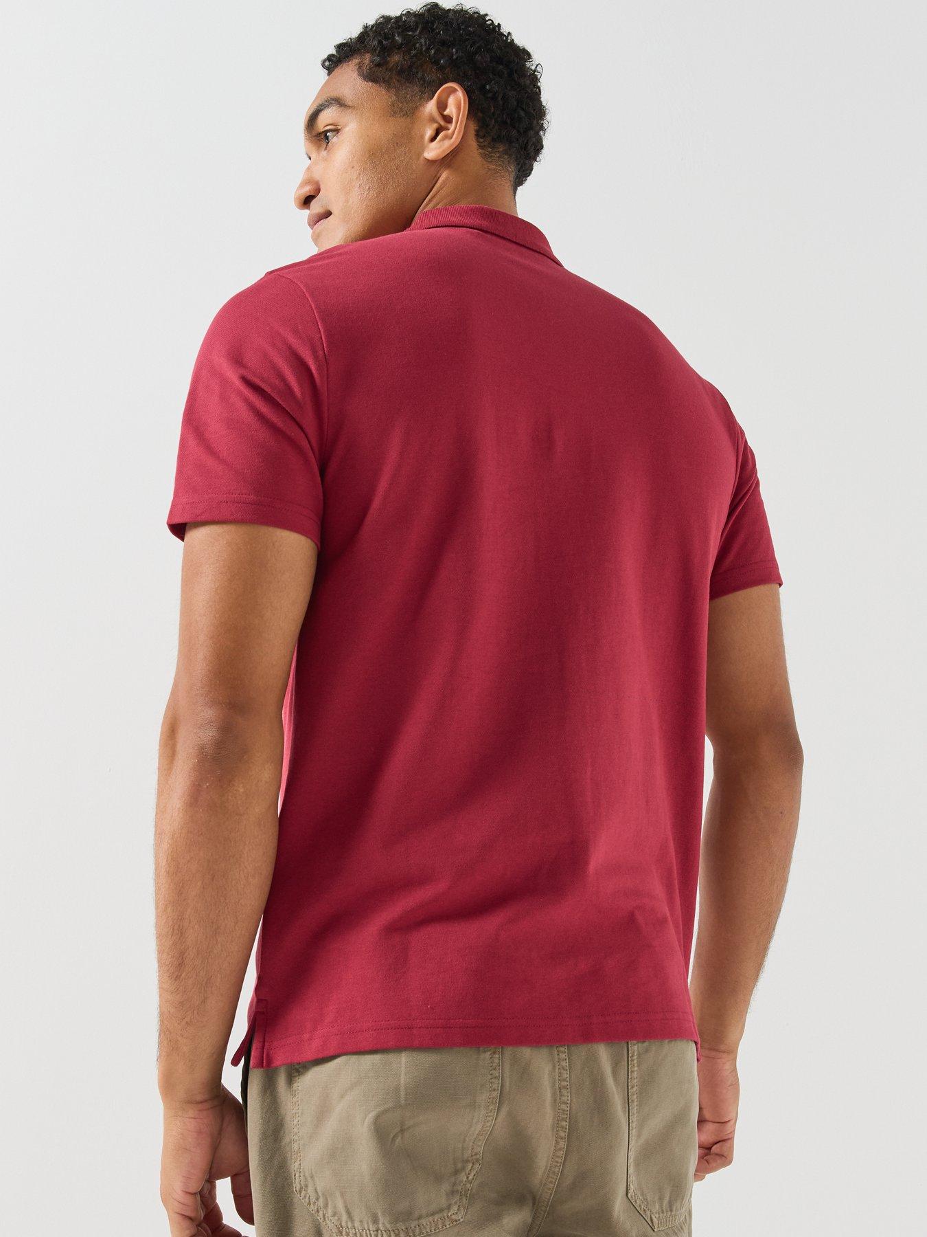 Image 2 of 5 of Lyle & Scott Golf Mens Short Sleeve Button Placket Collared Polo Shirt - Red