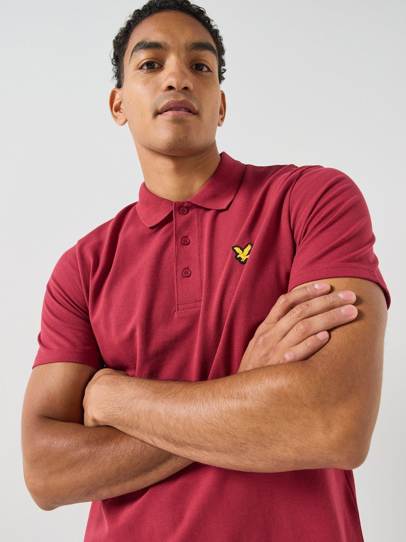 Image 4 of 5 of Lyle & Scott Golf Mens Short Sleeve Button Placket Collared Polo Shirt - Red