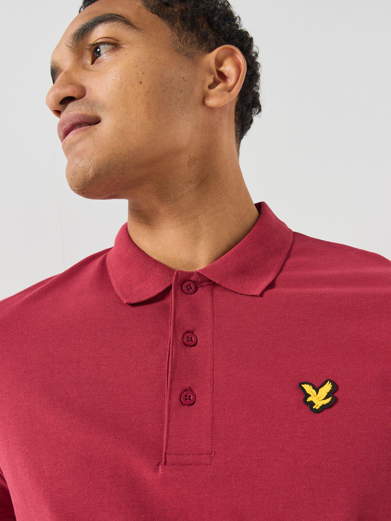 Image 5 of 5 of Lyle & Scott Golf Mens Short Sleeve Button Placket Collared Polo Shirt - Red