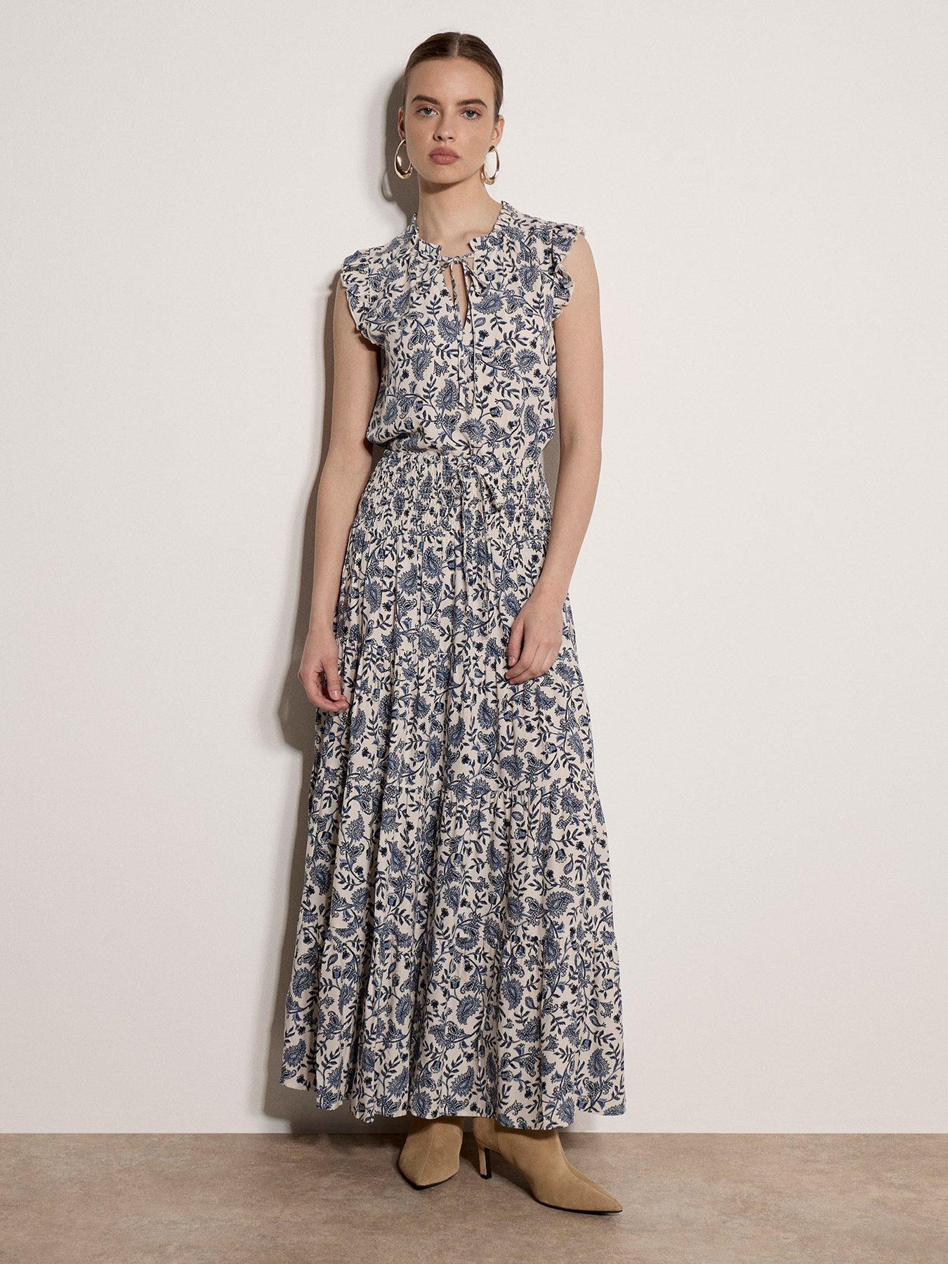 Image 3 of 5 of Apricot Painterly Paisley Vines Tie Neck Top - Cream