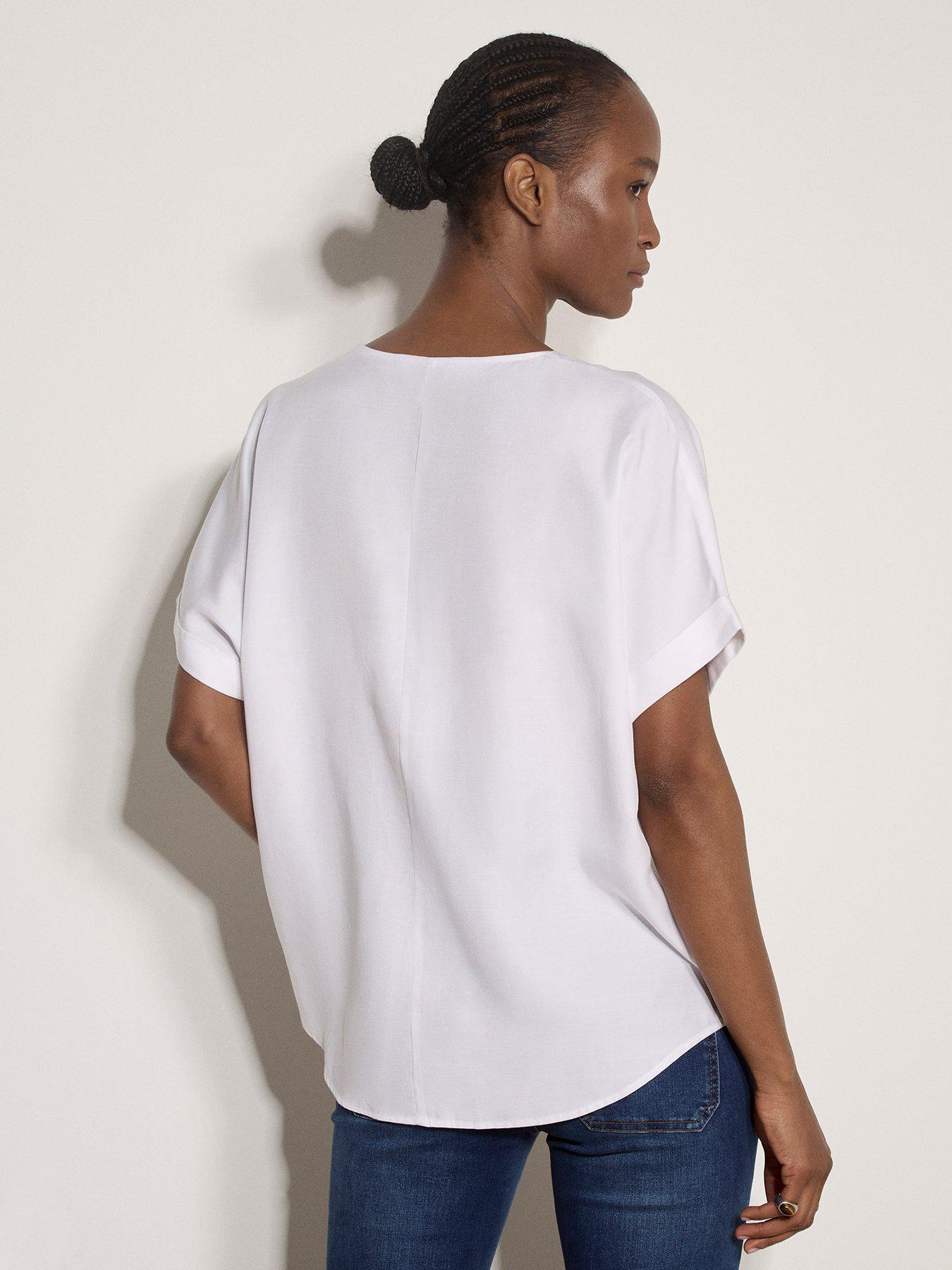 Image 2 of 4 of Apricot Luxe Pleat Front V-Neck Top - White