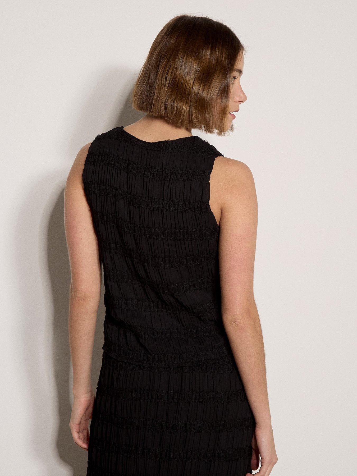 Image 2 of 4 of Apricot Textured Chiffon Shell Top - Black