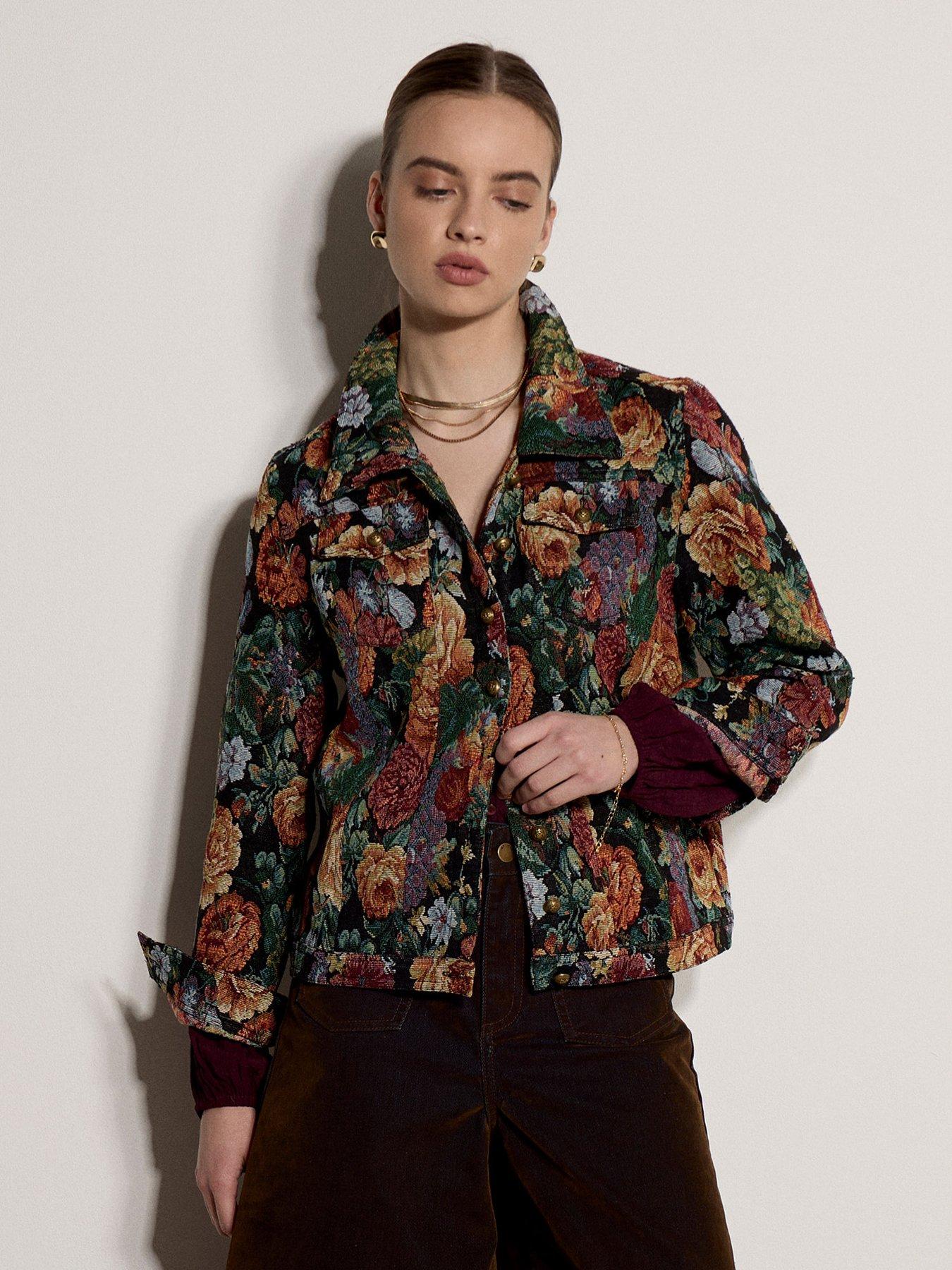 Apricot Dark Floral Tapestry Jacket - Multi