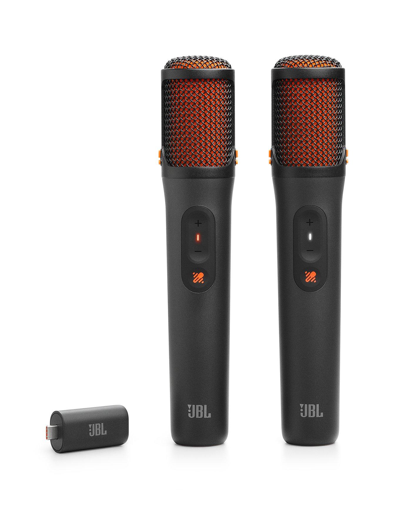 JBL JBL AI Karaoke mic. 2 x wireless microphone and 1 x USB-C AI dongle receiver, built-in AI vocal removal features