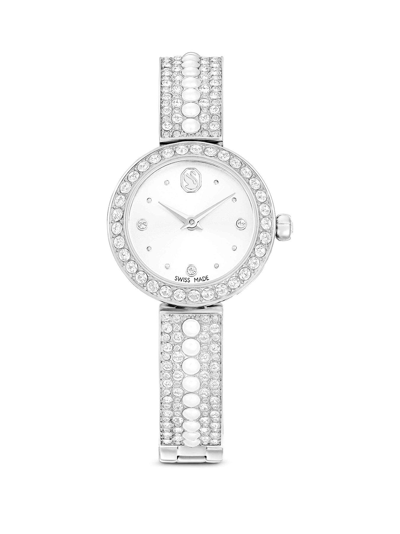 Image 1 of 6 of Swarovski Matrix Pearl Bangle Watch - Silver