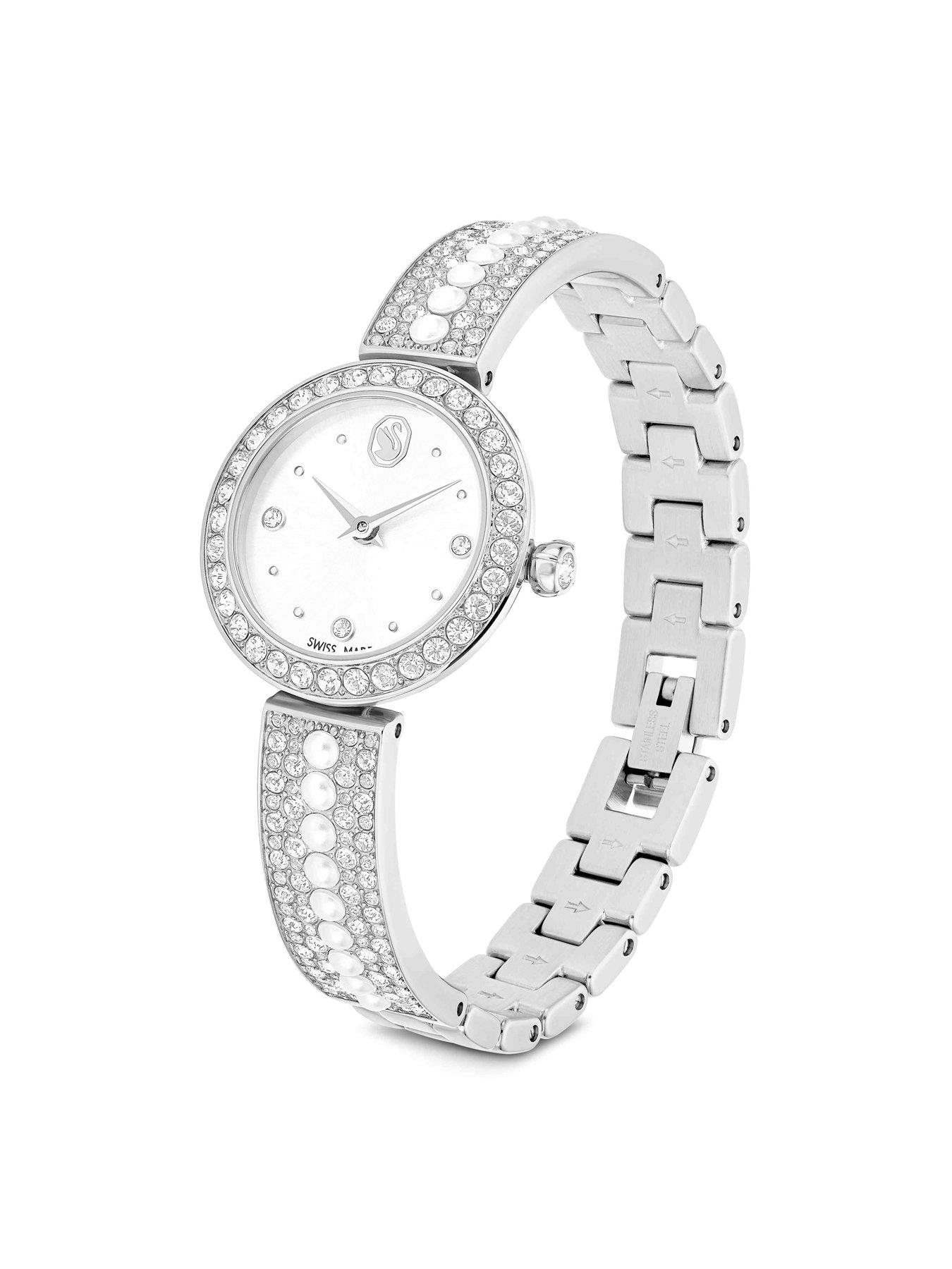 Image 3 of 6 of Swarovski Matrix Pearl Bangle Watch - Silver