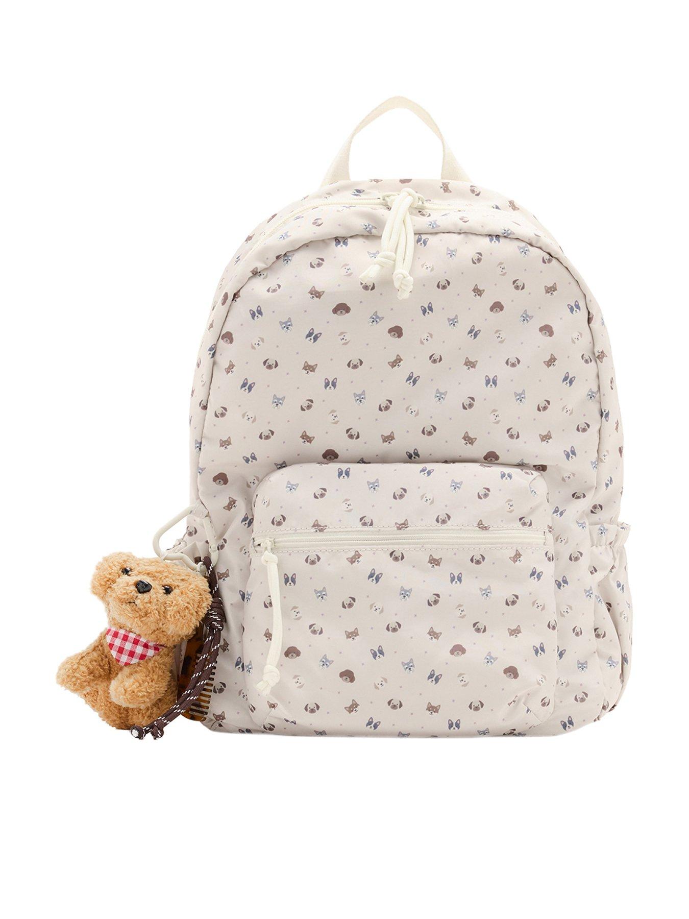 Mango Younger Girls Dog Charm Backpack - Beige