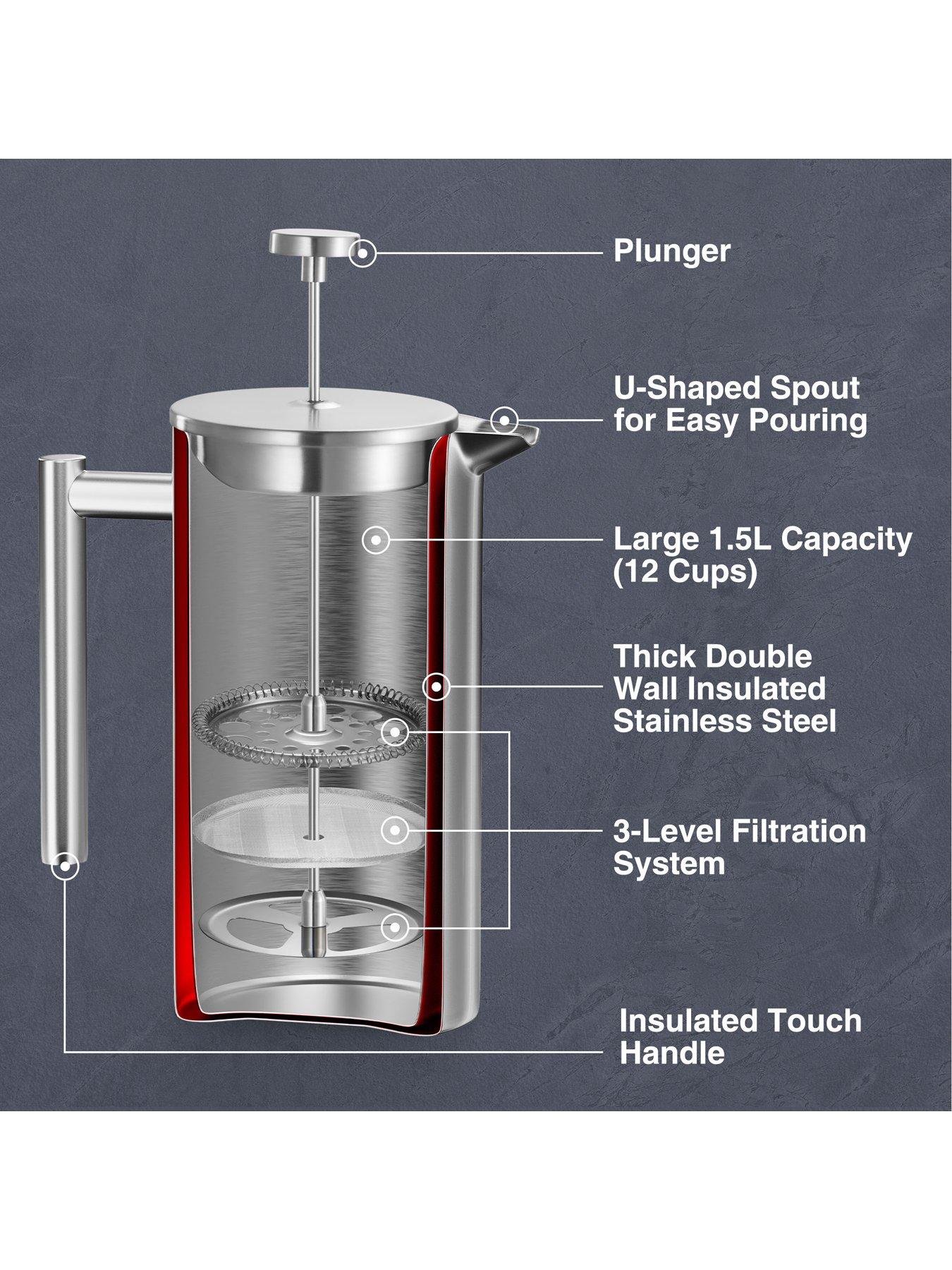 Image 3 of 7 of Vonshef 12 Cup Cafetiere With Spoon