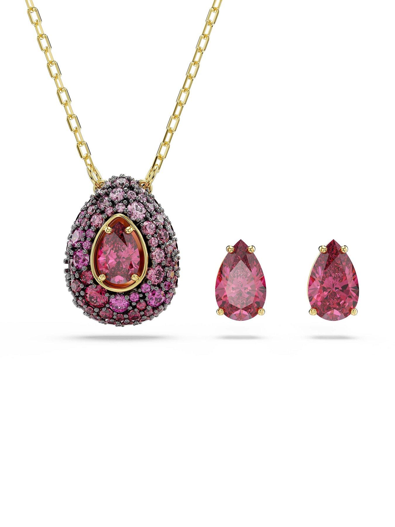 Image 2 of 7 of Swarovski Sublima Pear Cut Set - Red