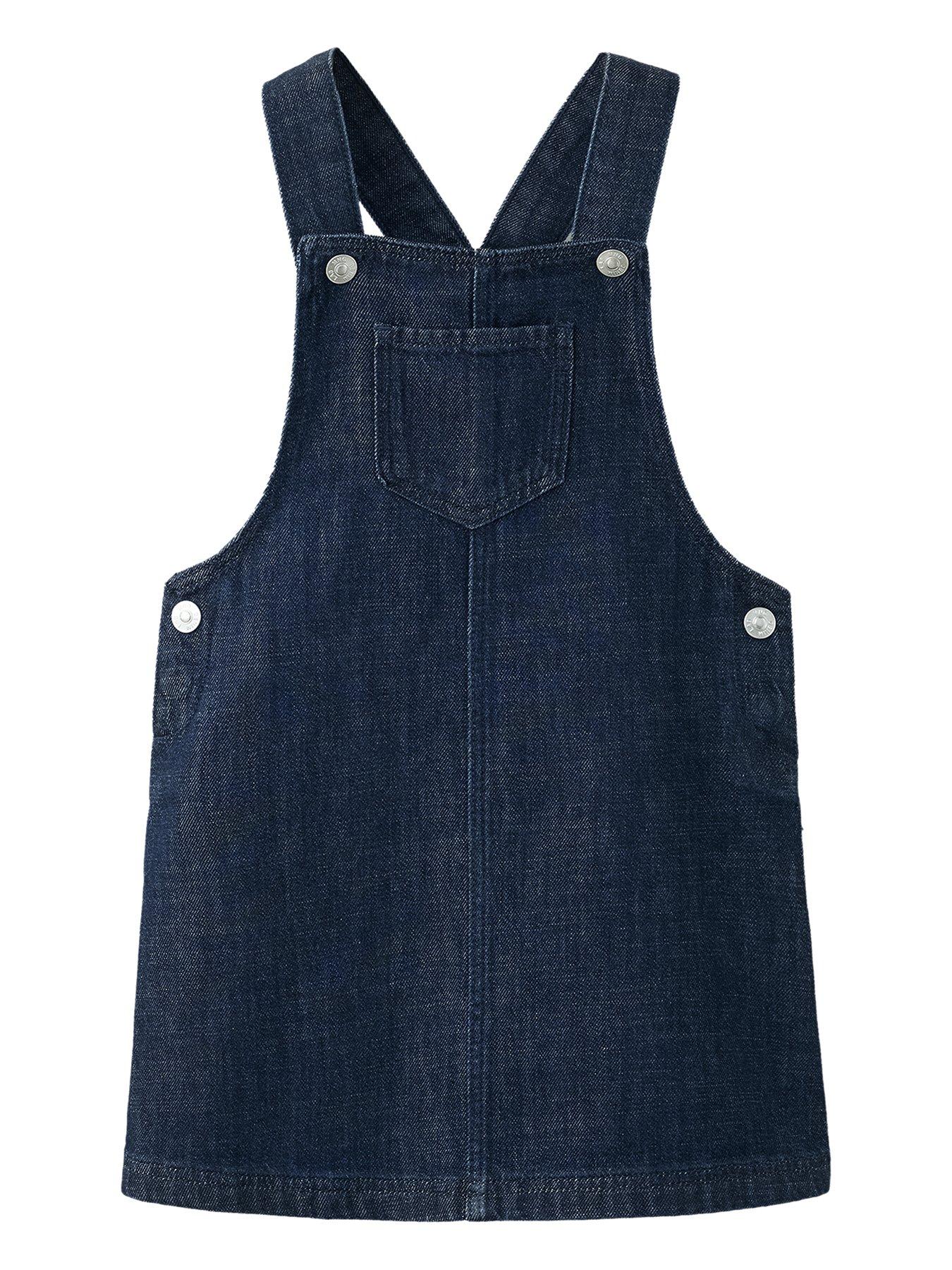 Mango Younger Girls Dark Denim Pinny - Dark Blue