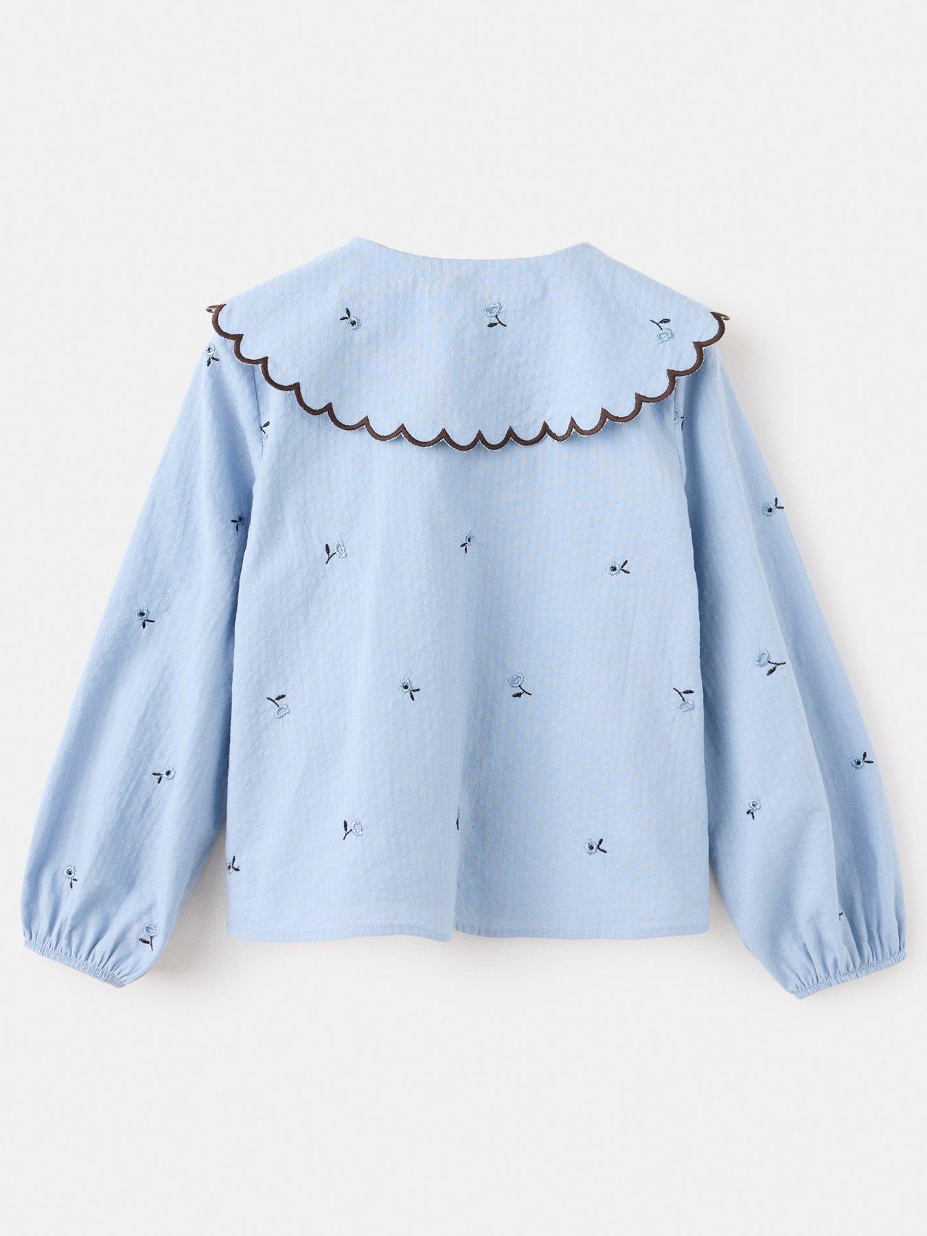 Image 2 of 4 of Mango Younger Girls Scalloped Collar Blouse - Blue