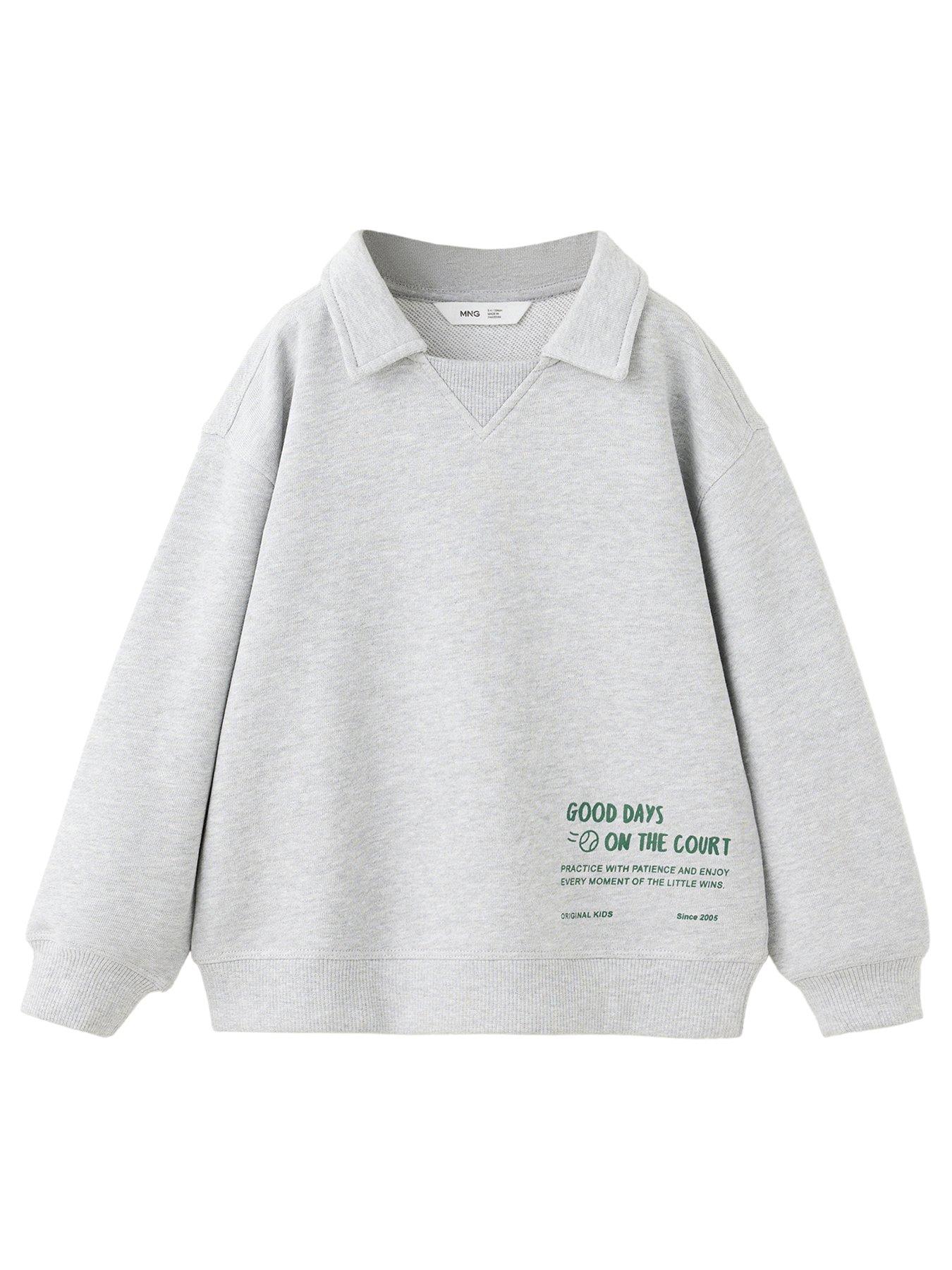 Mango Younger Boys Tennis Collared Sweatshirt - Grey