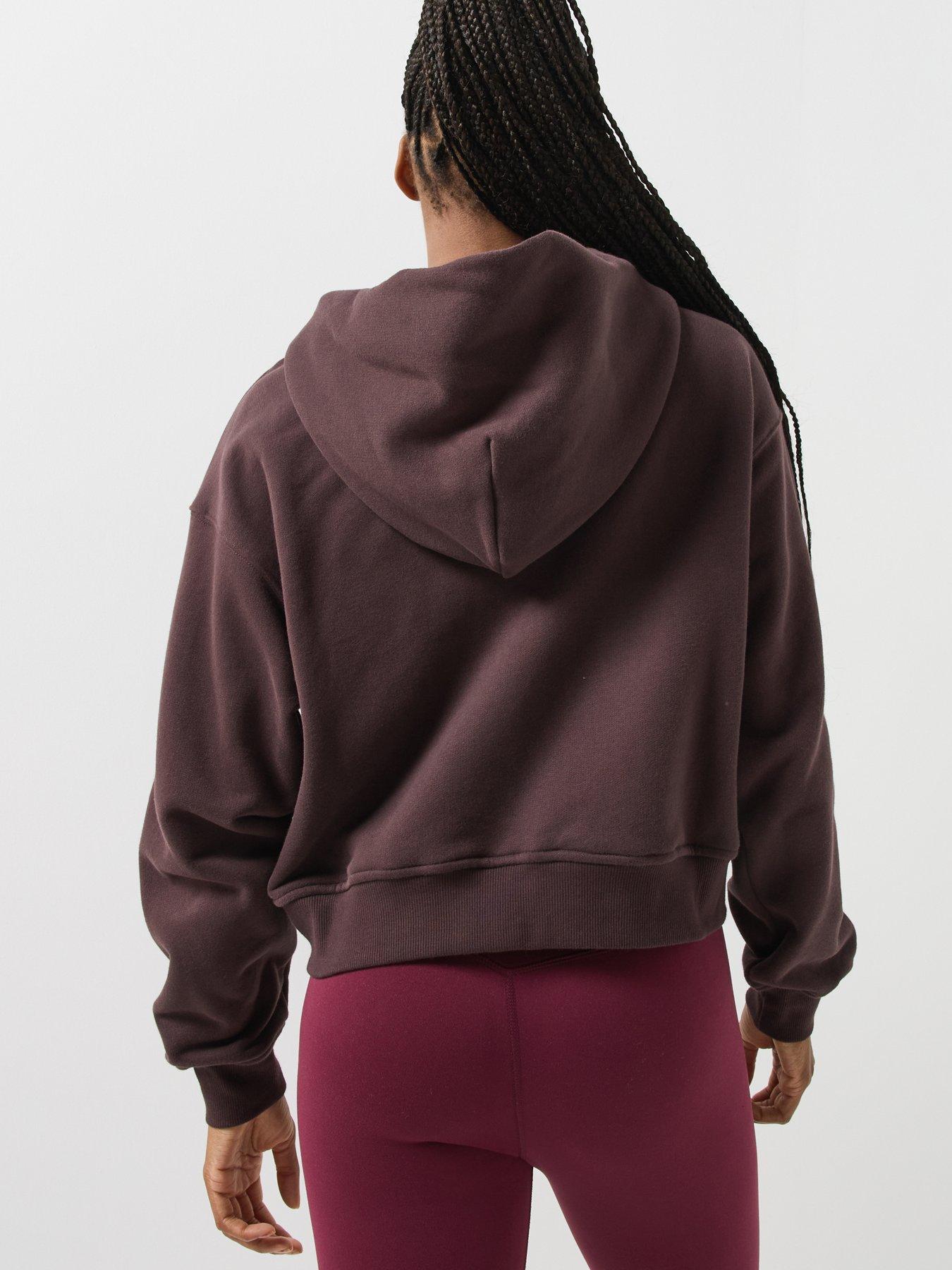 Image 2 of 6 of Gym + Coffee Womens Full Zip Hooded Training Hoodie - Brown
